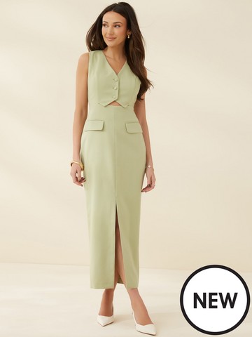 Calvin Klein Sleeveless V-Neck Cutout Ruched Front Long Dress
