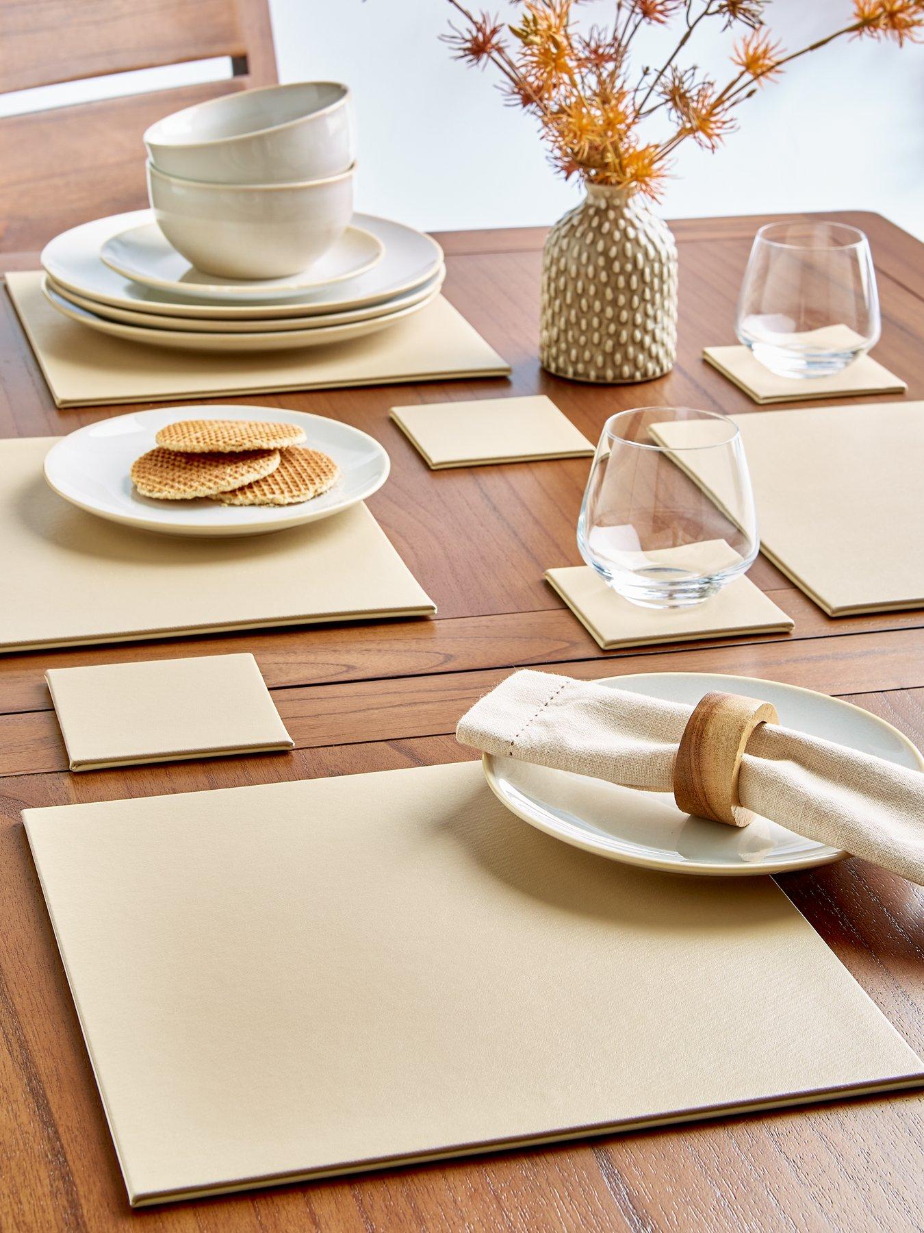 very-home-reversible-faux-leather-placemats-and-coasters-set-of-8-in-beigecream