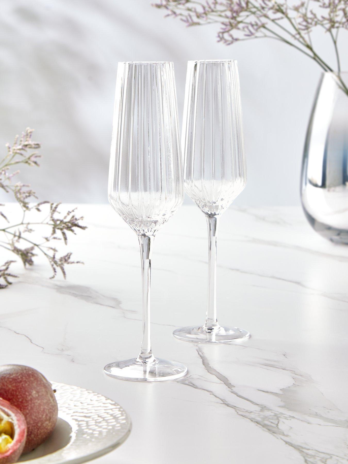 Image 1 of 3 of Very Home Ales Set of 4 Ribbed Champagne Glasses