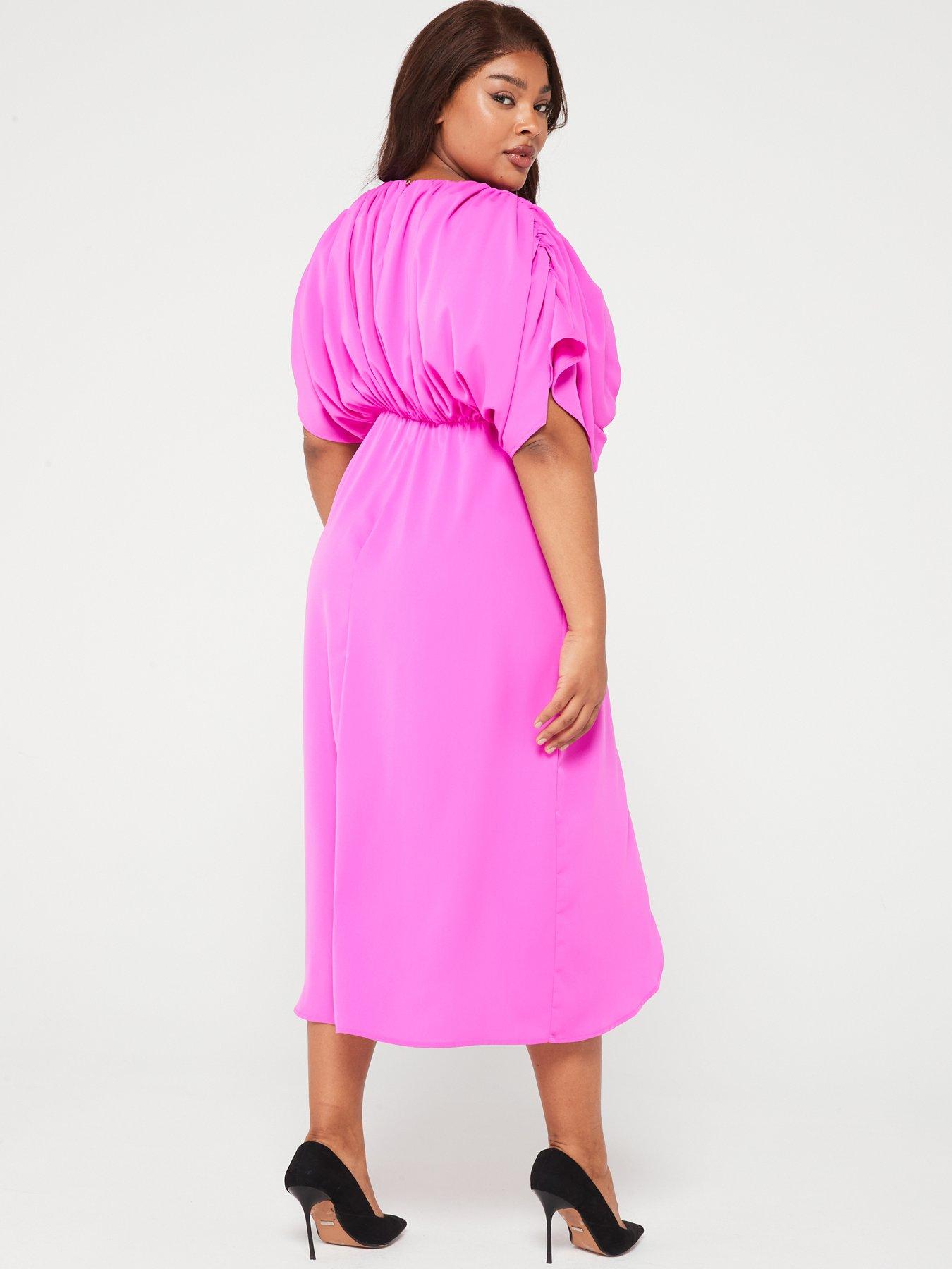 ax-paris-curve-cinched-midi-dress-hot-pinkstillFront