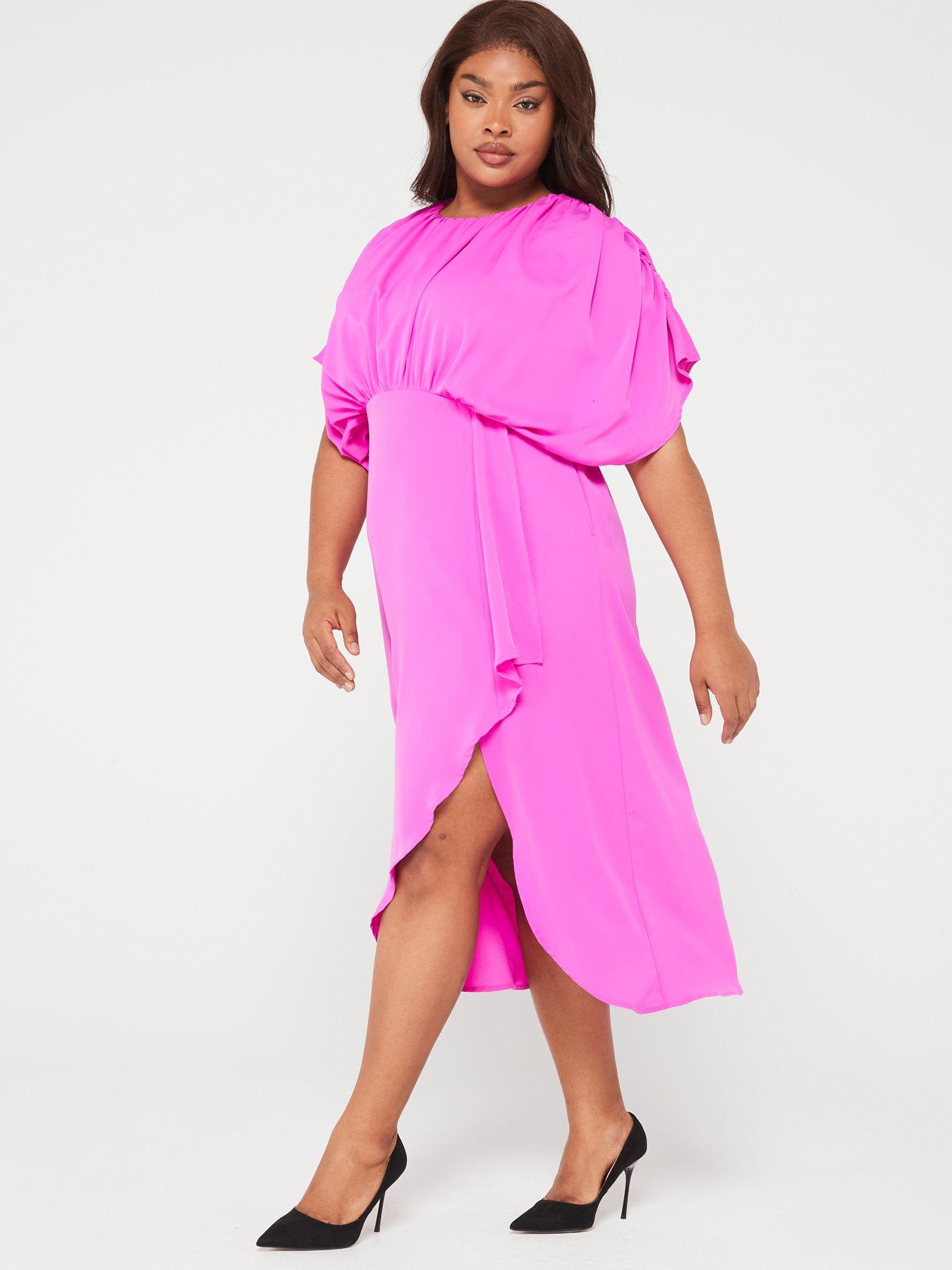 ax-paris-curve-cinched-midi-dress-hot-pinkback