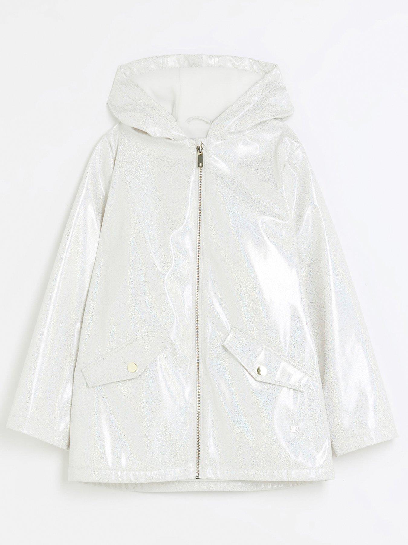 River Island Girls Glitter Hooded Rain Coat White Very Ireland
