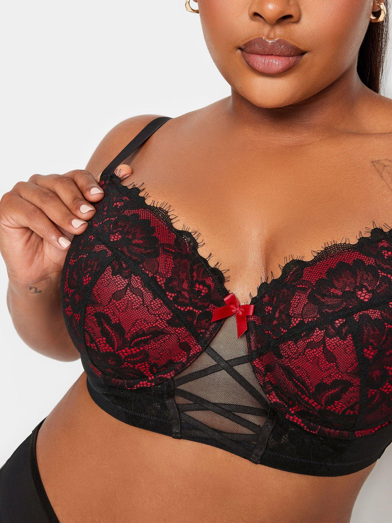 Yours Lola Lace Longline Padded Bra Red