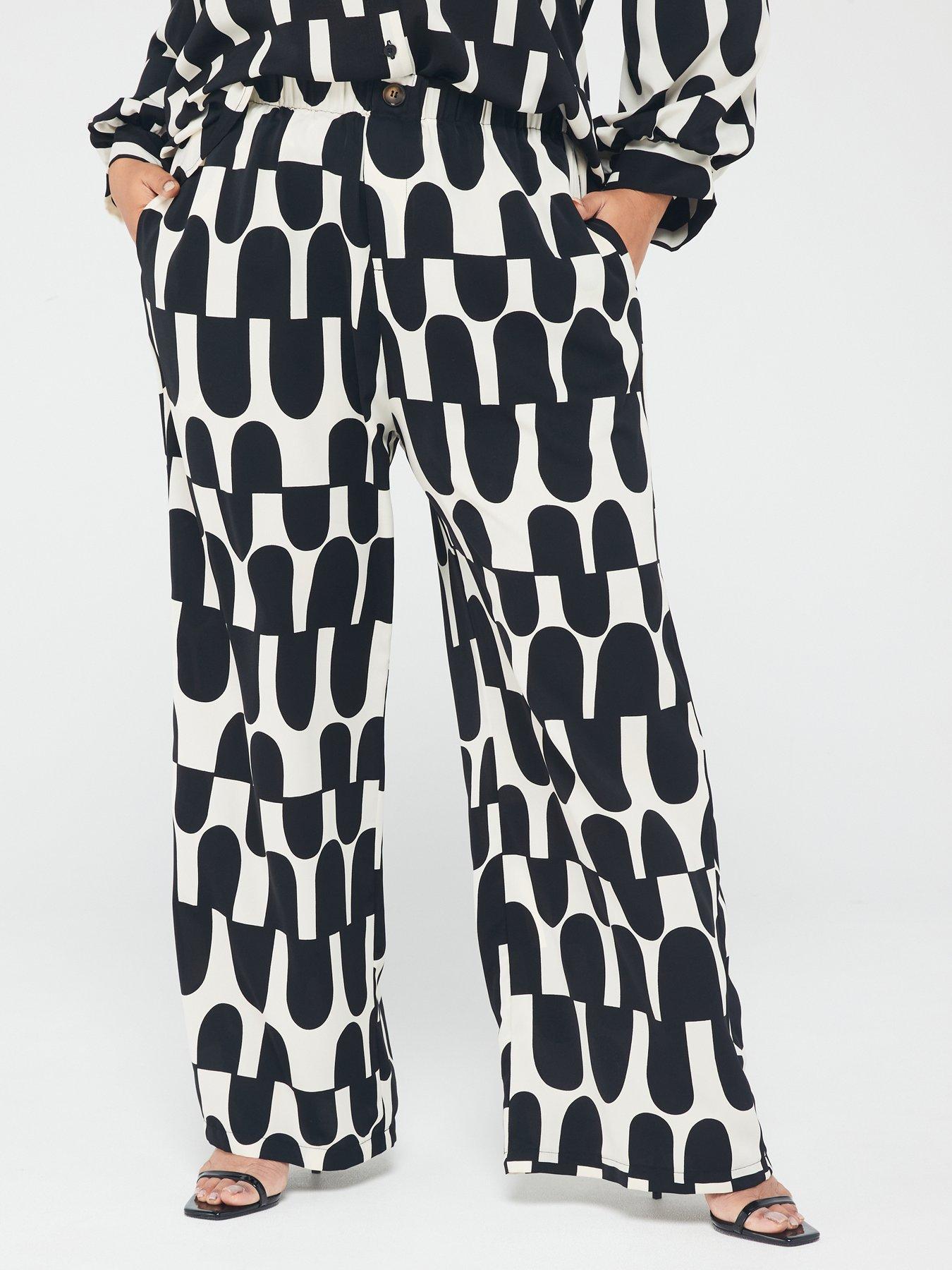 ax-paris-curve-printed-trousers-black