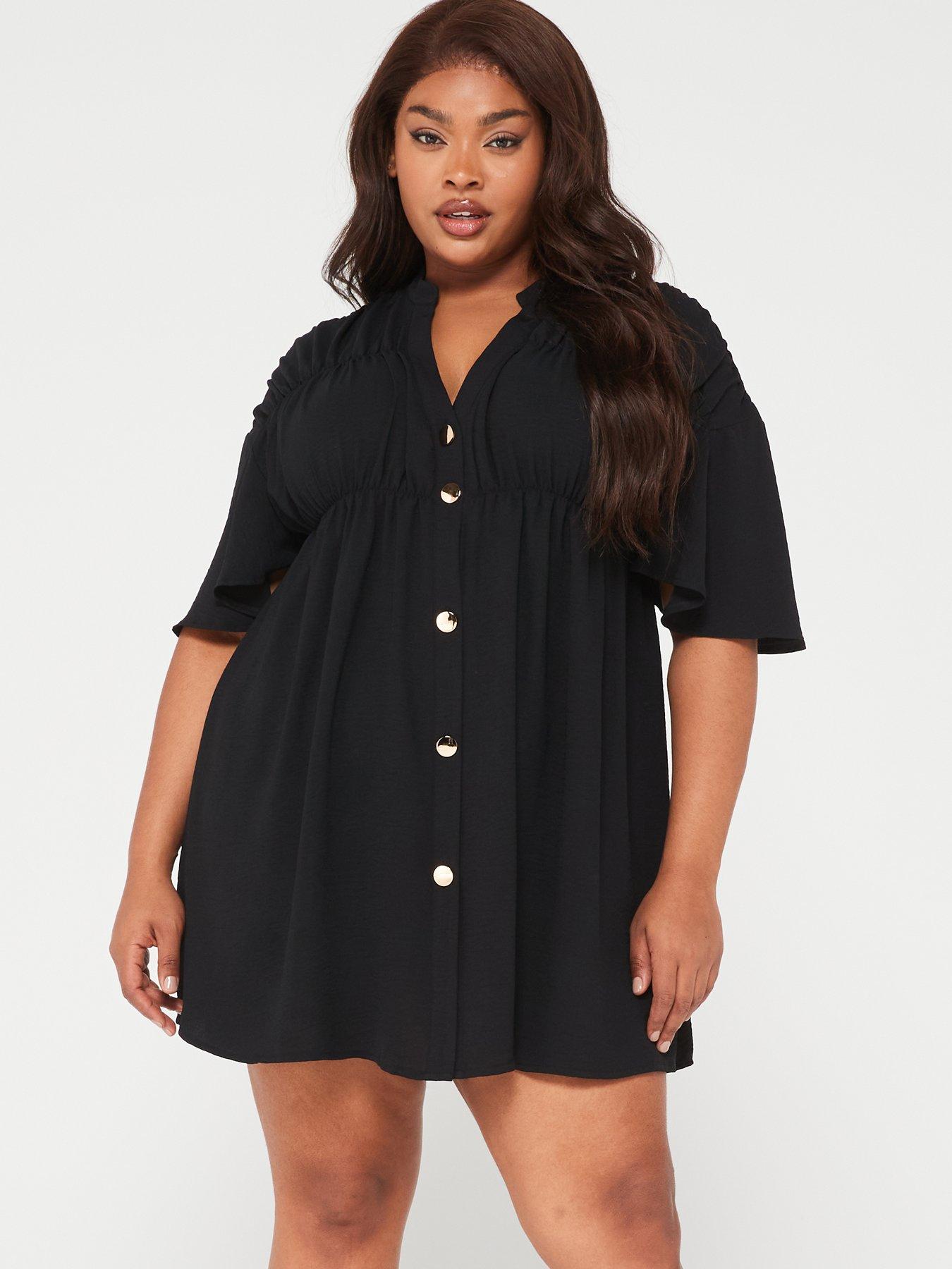 ax-paris-curve-curve-ruched-shirt-dress-blackfront