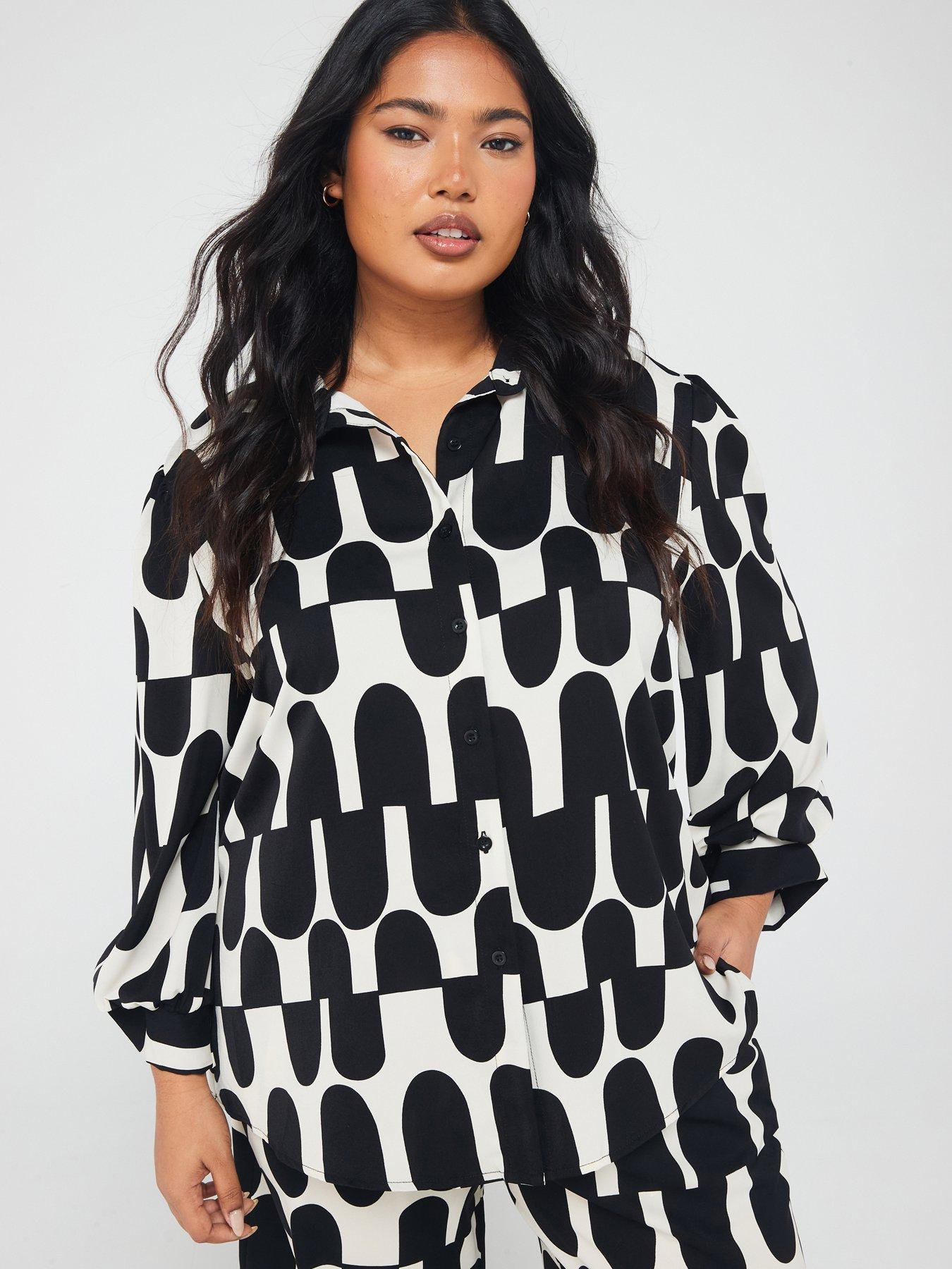 ax-paris-curve-printed-shirt-blackcream