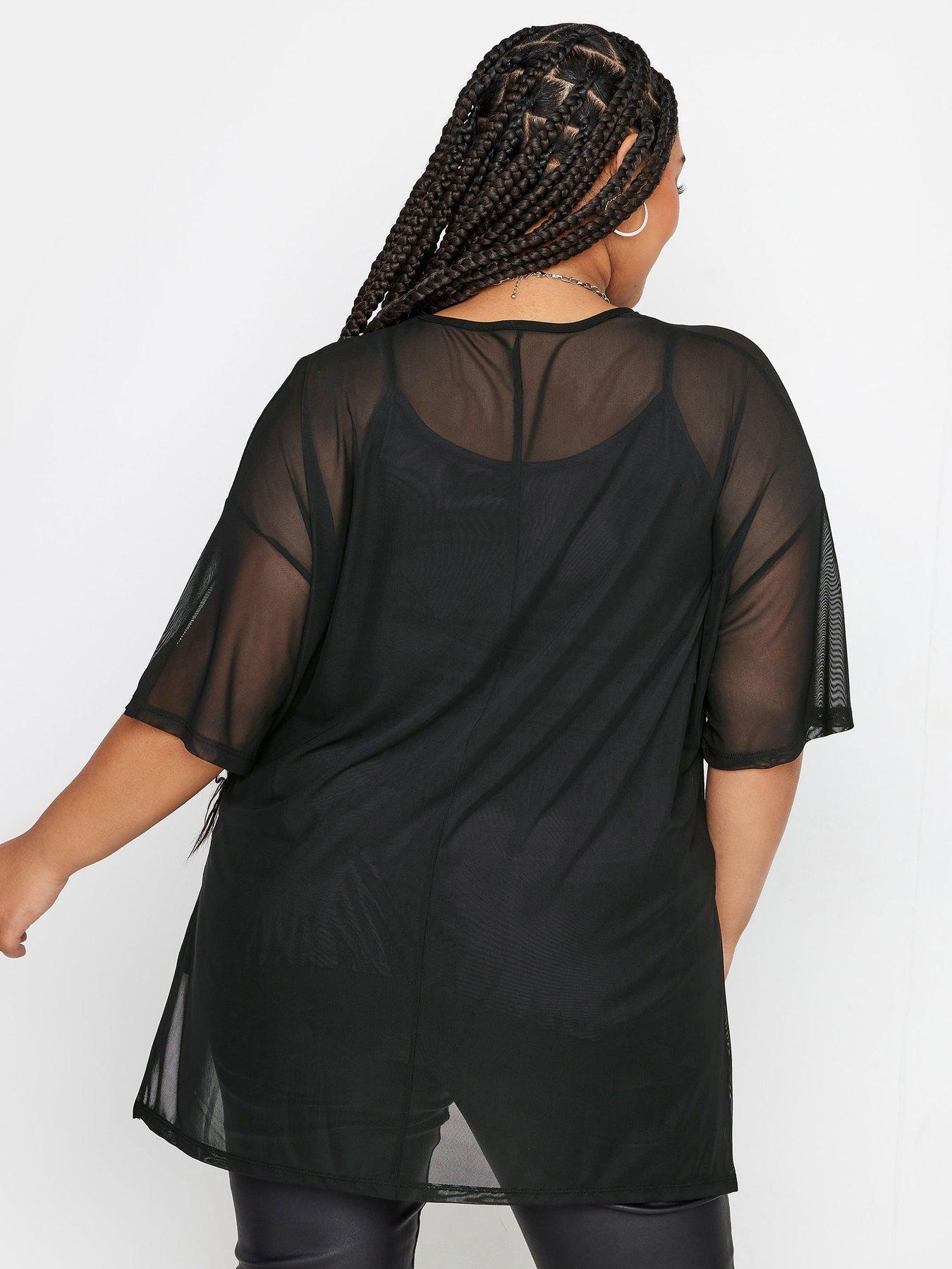 yours-yours-oversize-side-split-mesh-top-blackstillFront