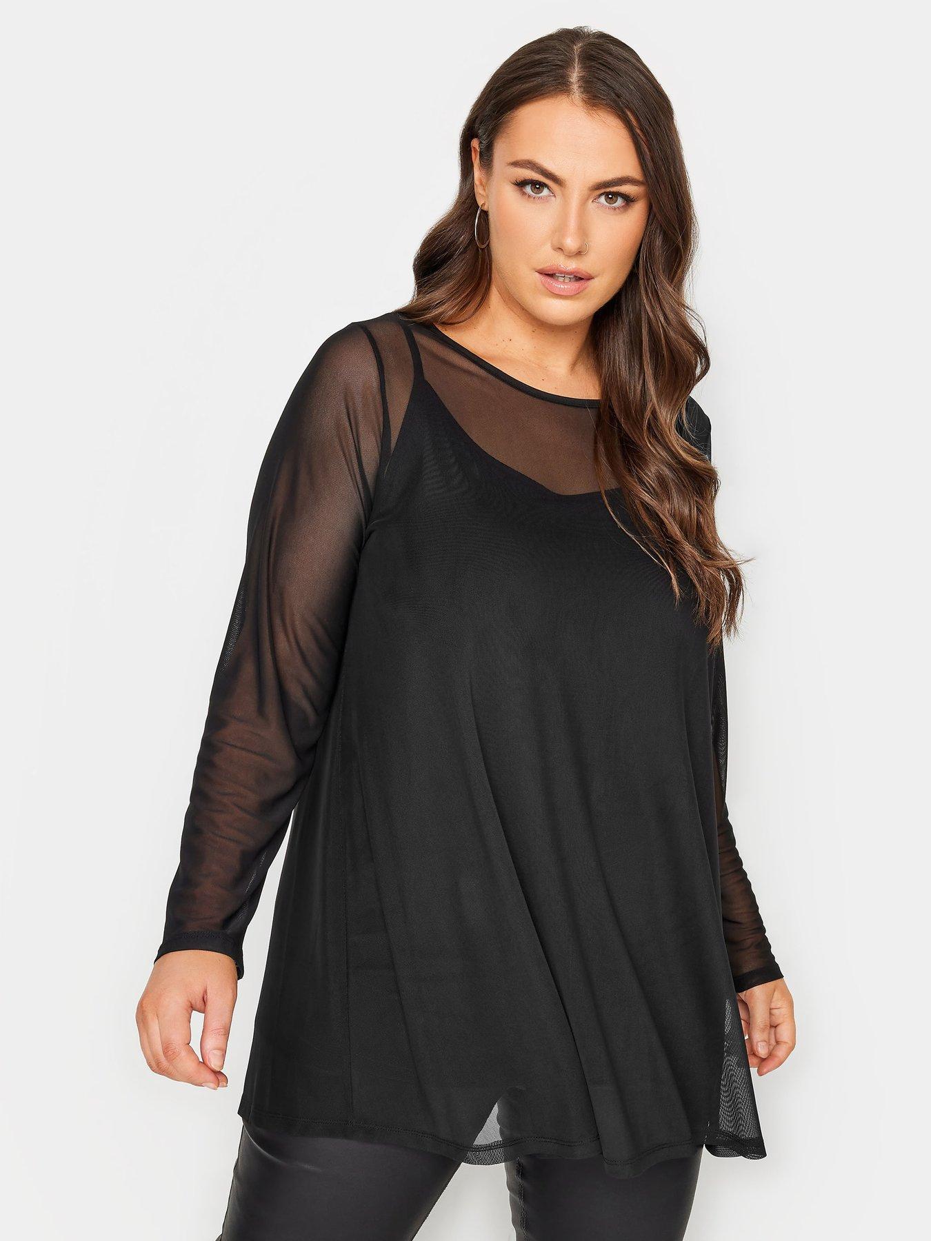 Image 1 of 4 of Yours Yours Ls Swing Mesh Top Black