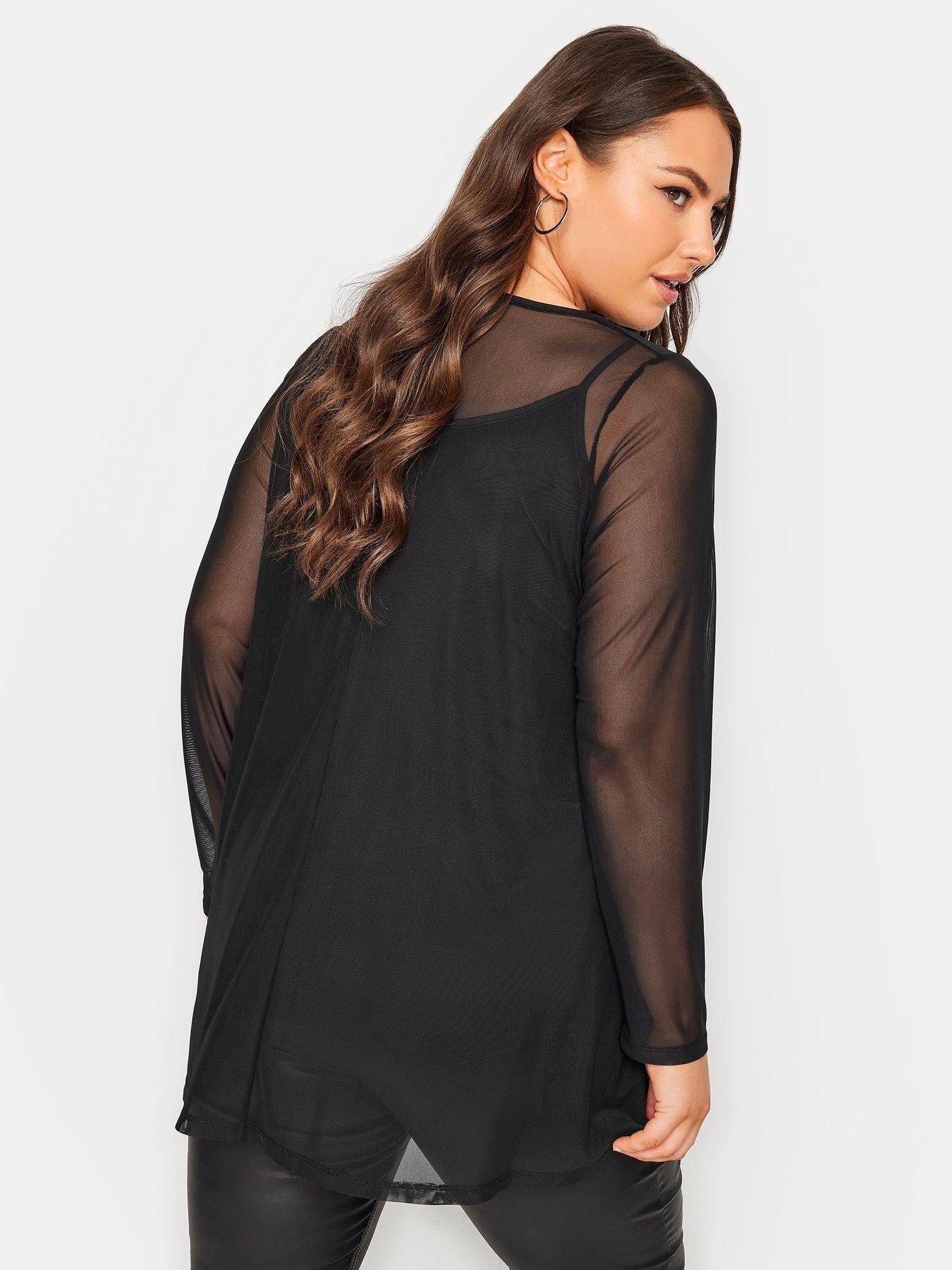 Image 2 of 4 of Yours Yours Ls Swing Mesh Top Black