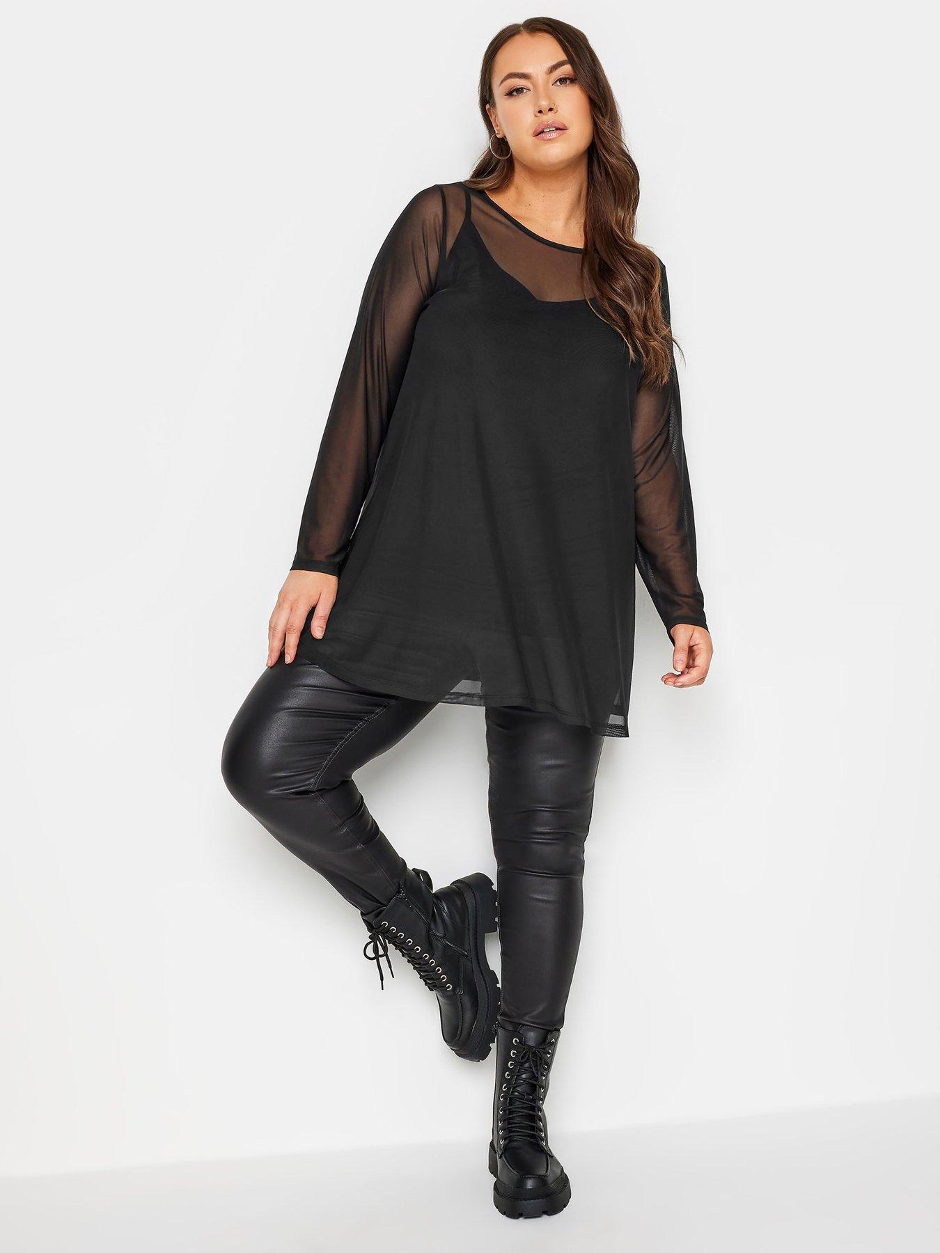 Image 3 of 4 of Yours Yours Ls Swing Mesh Top Black