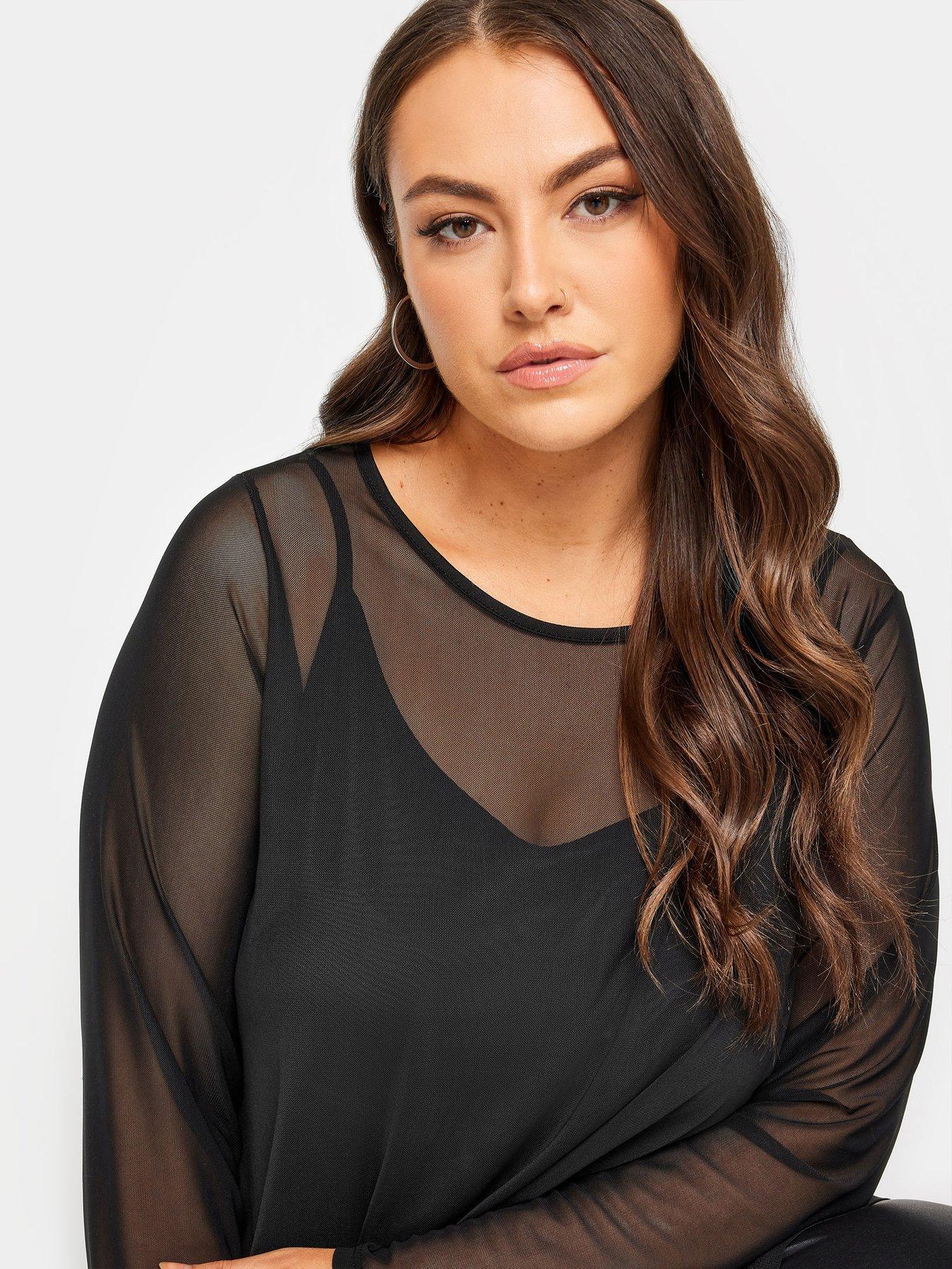 Image 4 of 4 of Yours Yours Ls Swing Mesh Top Black