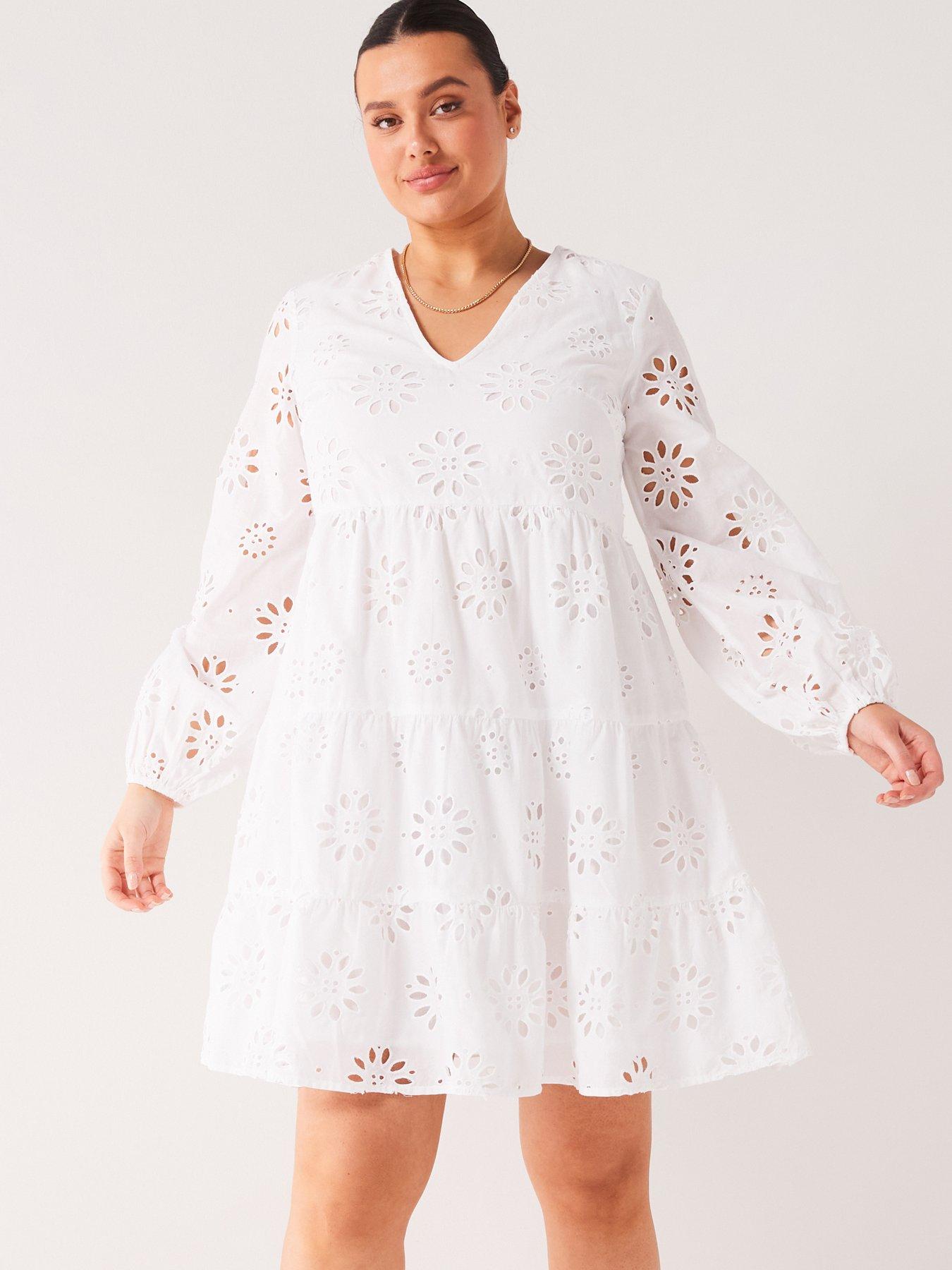 v-by-very-curve-broderie-anglaise-cotton-tiered-mini-dress-white