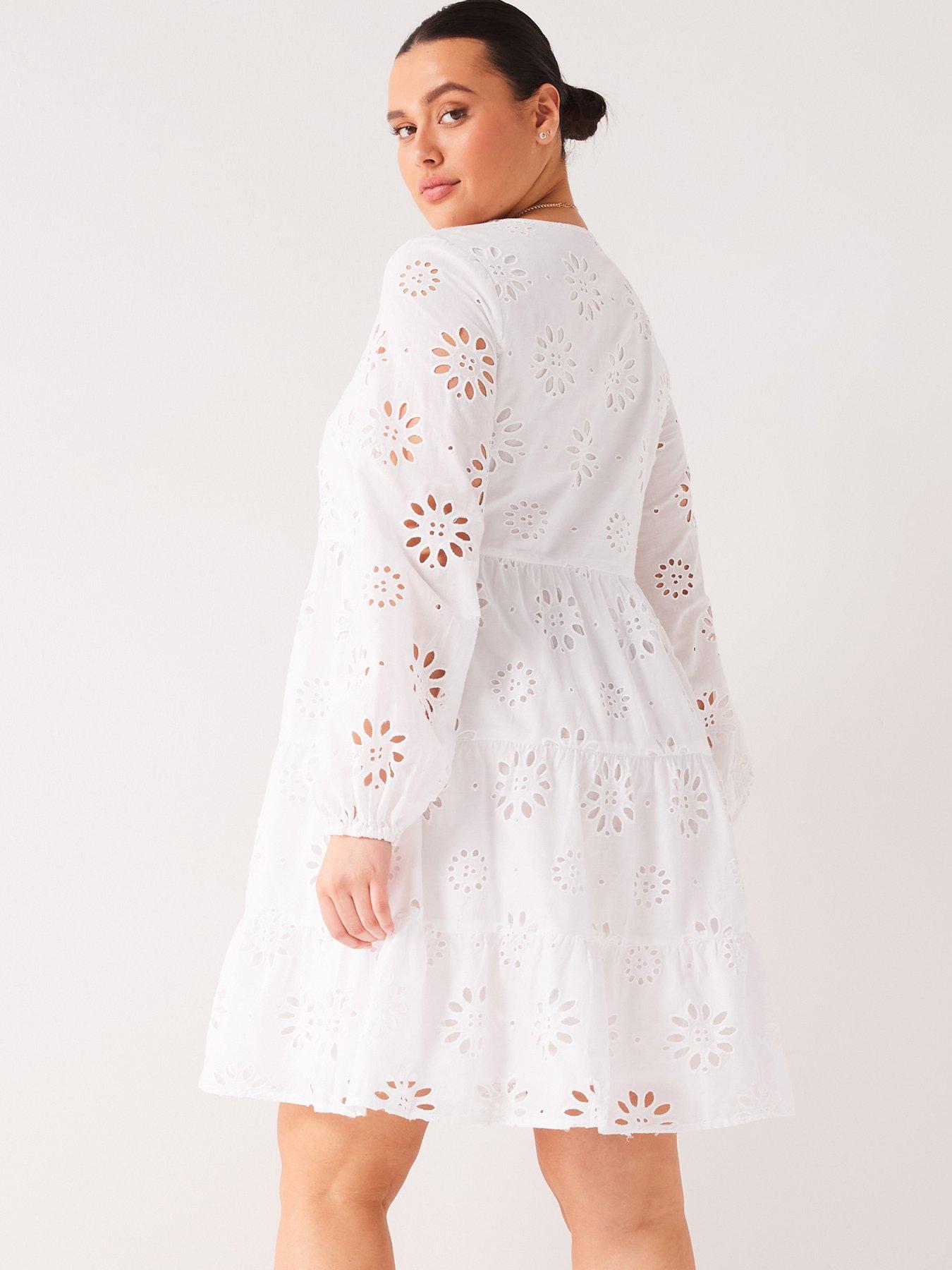 v-by-very-curve-broderie-anglaise-cotton-tiered-mini-dress-whitestillFront