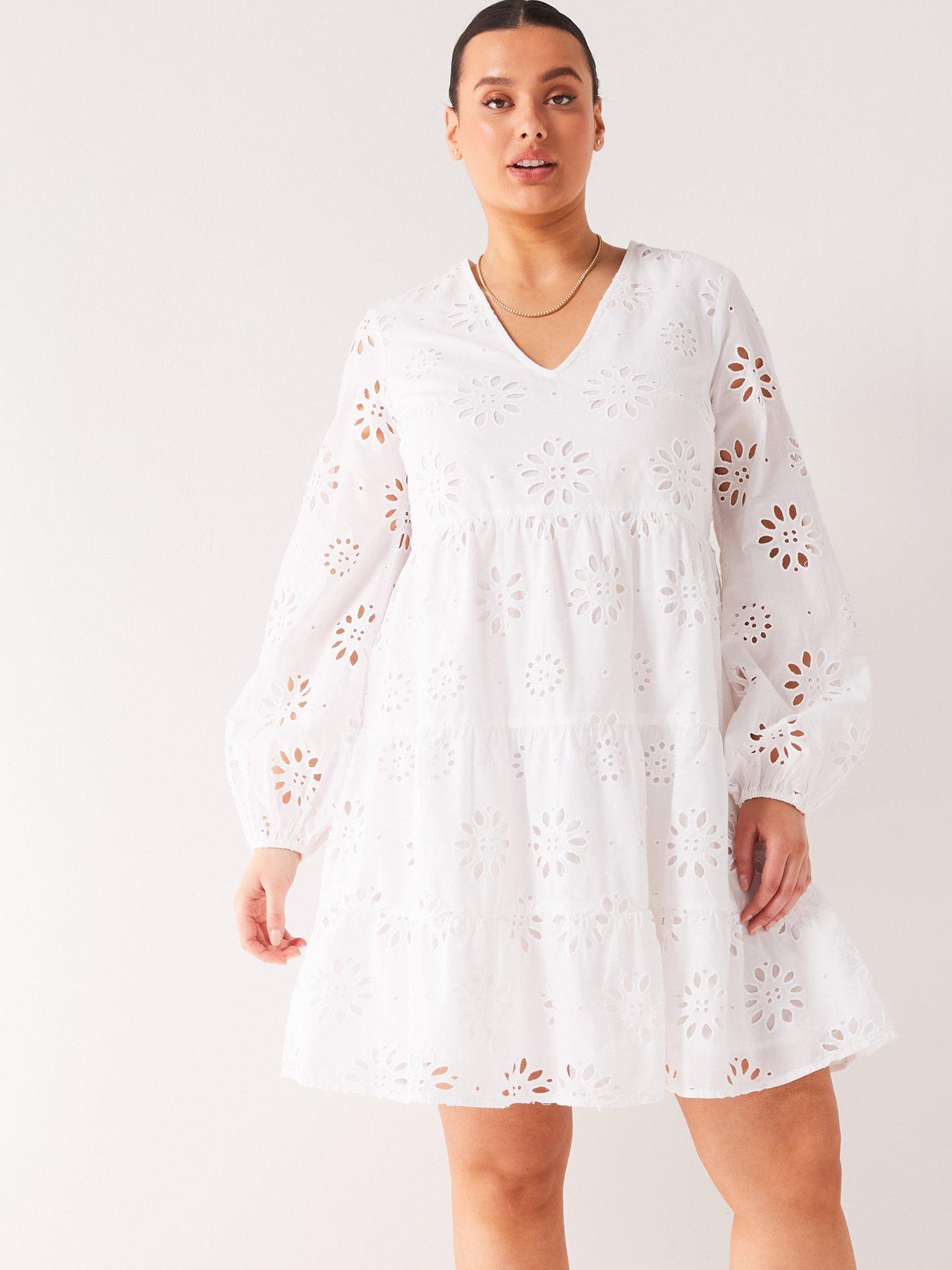 v-by-very-curve-broderie-anglaise-cotton-tiered-mini-dress-whiteoutfit