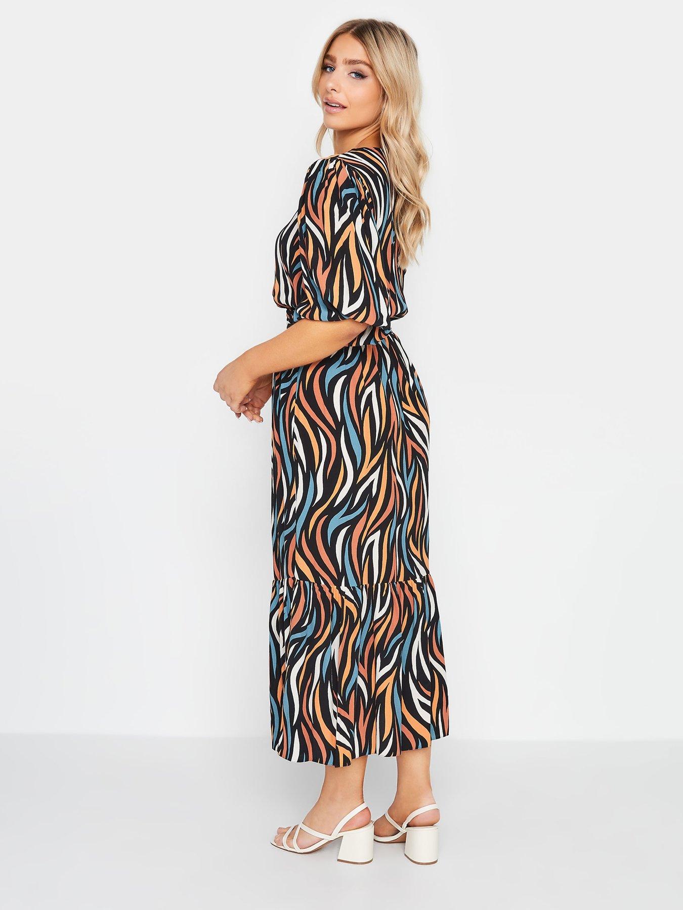 mco-abstract-shirred-waist-dress-orangestillFront