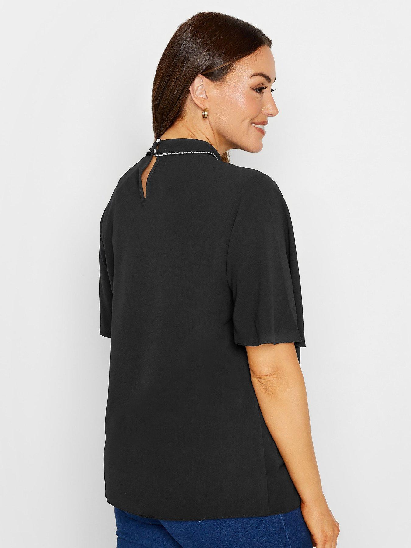 mco-embellished-neck-keyhole-blouse-blackstillFront