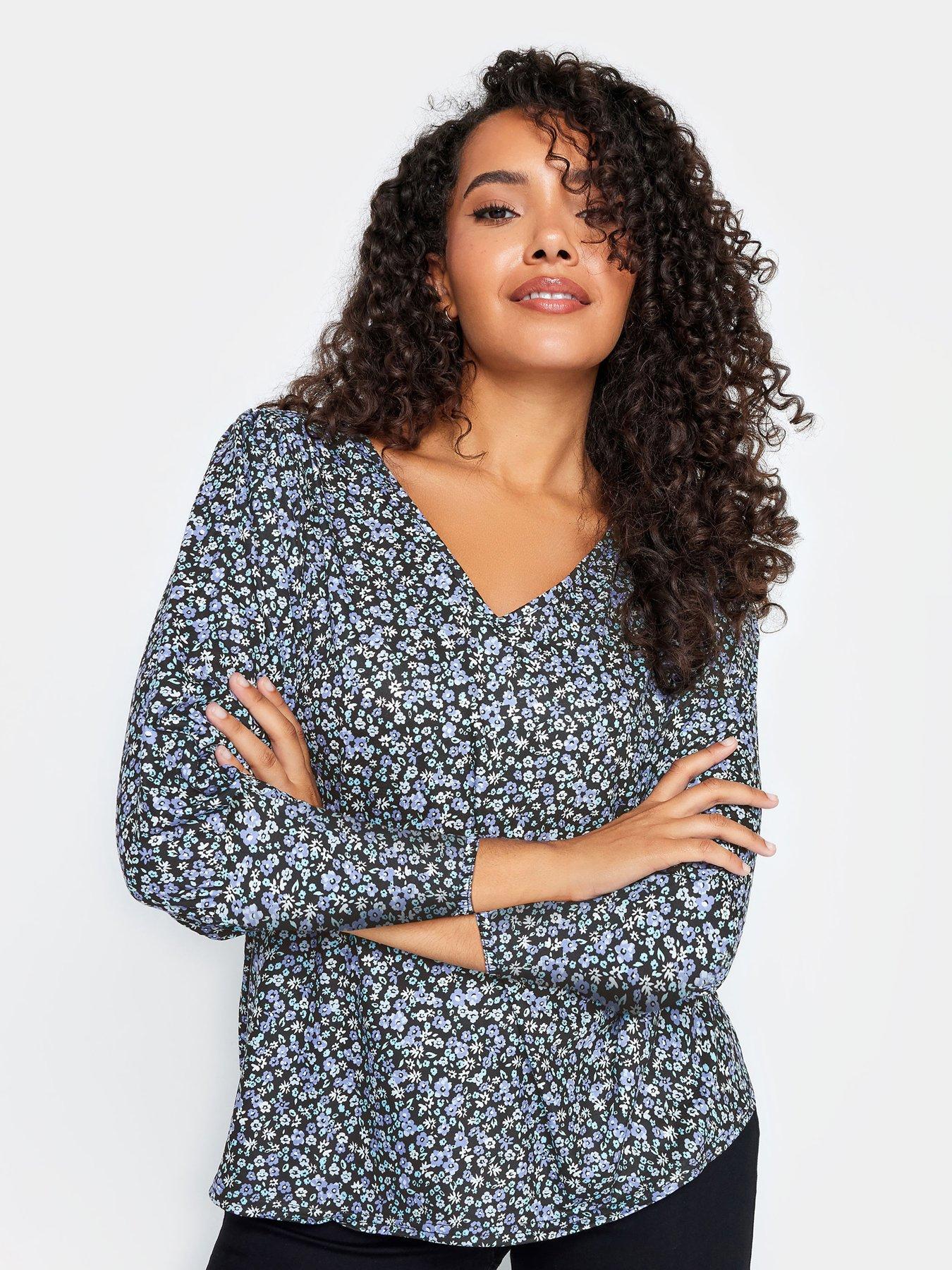 mco-petite-petite-blue-ditsy-print-top