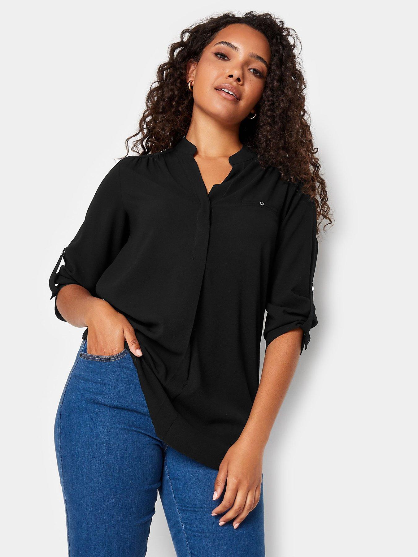 mco-tab-sleeve-detail-blouse-black