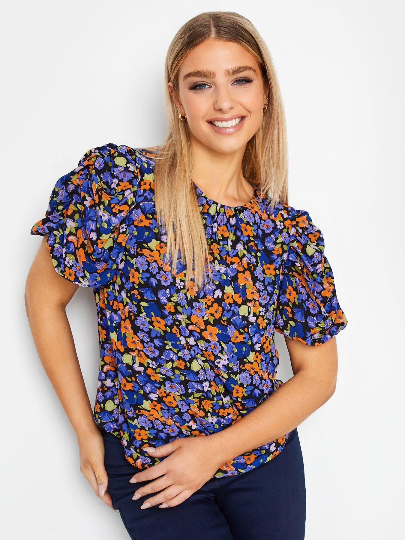 mco-floral-short-sleeve-blouse-blackorange