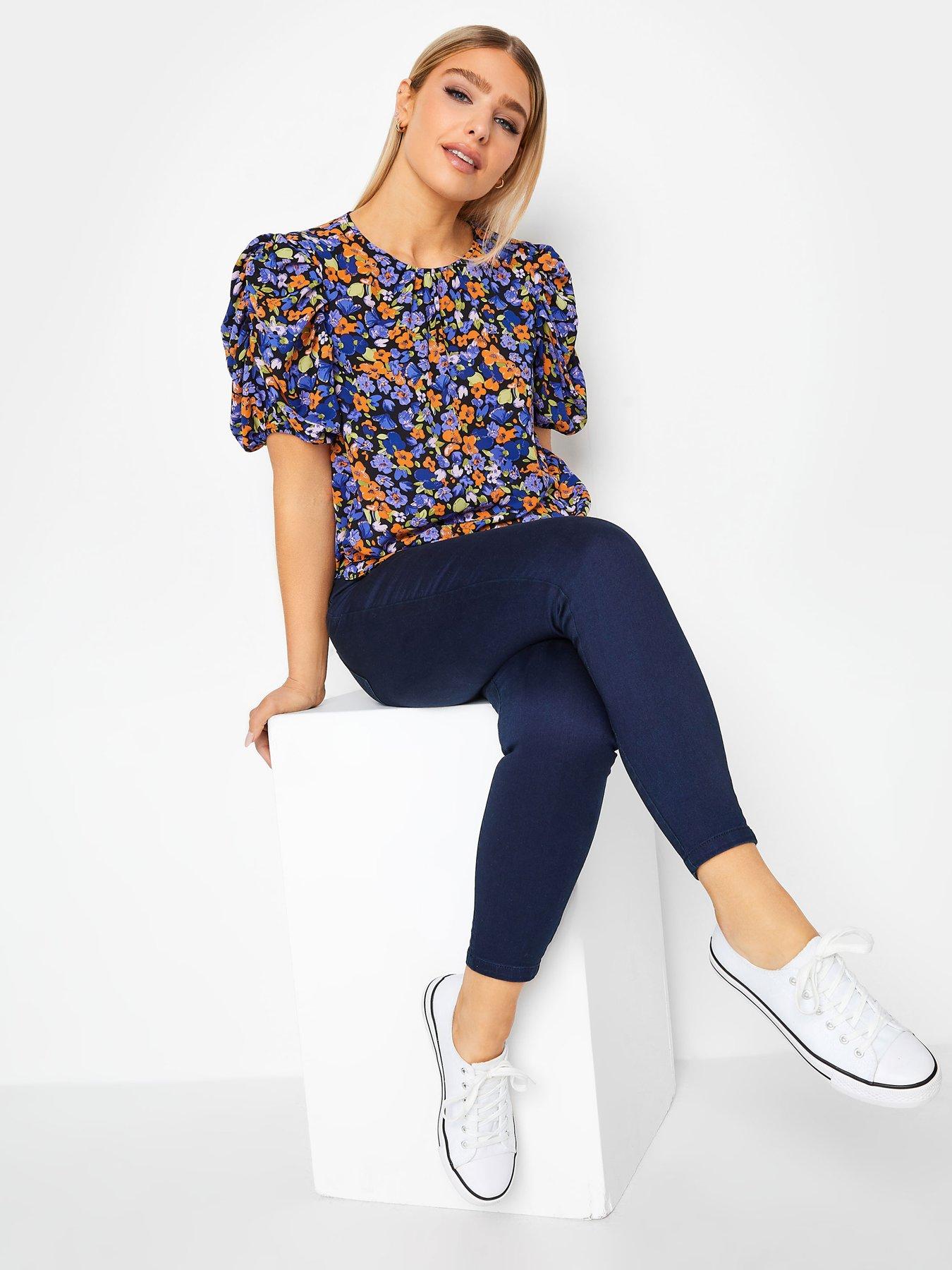 mco-floral-short-sleeve-blouse-blackorangeback