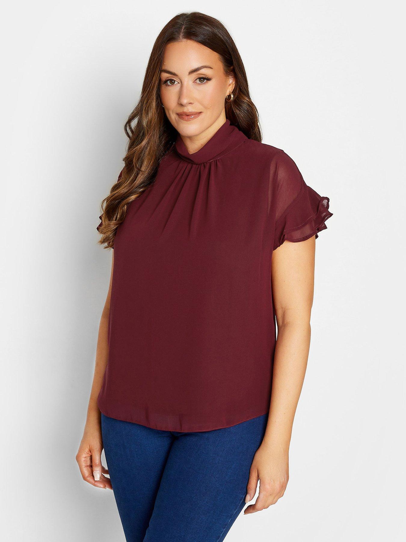 mco-high-neck-frill-sleeve-blouse-red