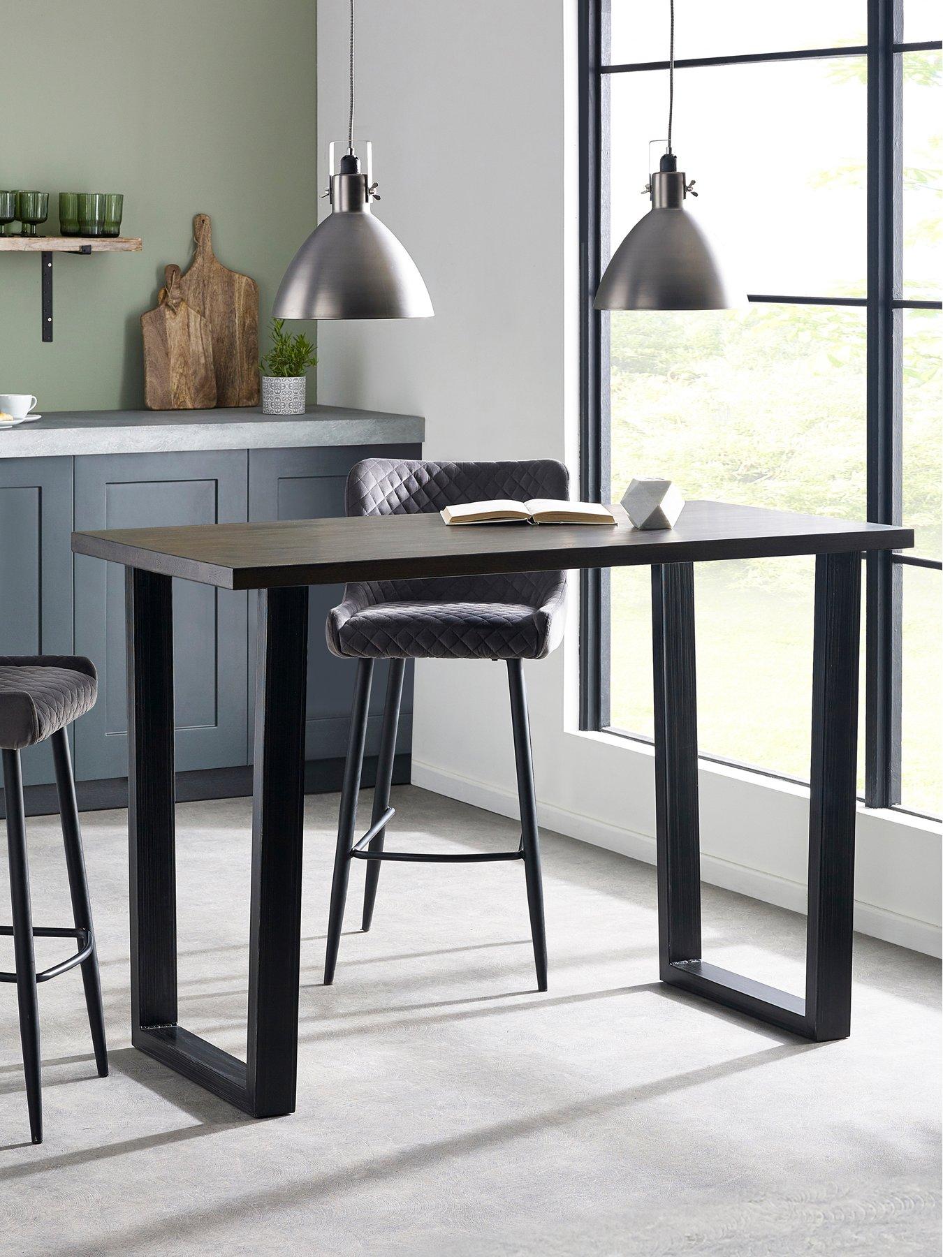 Image 1 of 6 of Julian Bowen Brooklyn Solid Oak/Oak Veneer&nbsp;Bar Table - Dark Oak