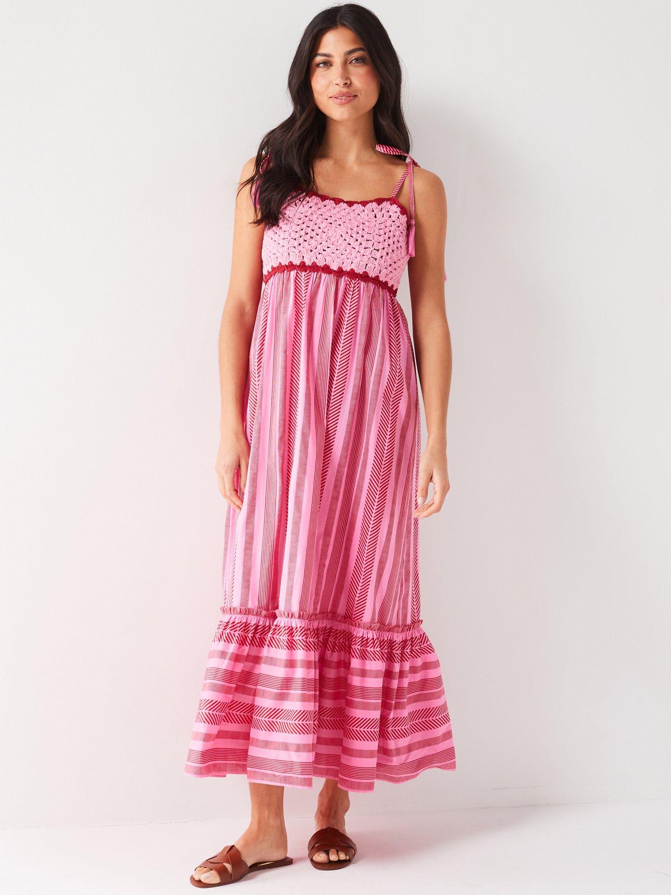 v-by-very-crochet-detail-midi-beach-dress-pink