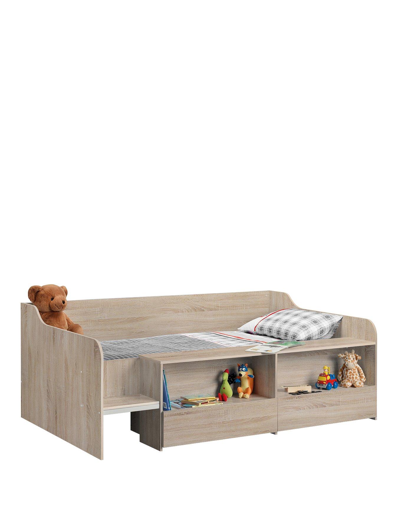 julian-bowen-stella-low-sleeper-bed-with-shelves-and-drawers-oakstillFront