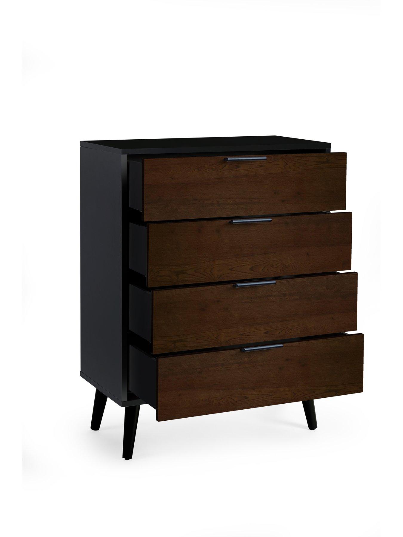 Image 3 of 4 of Julian Bowen Alba 4 Drawer Wide Chest - Walnut/Black