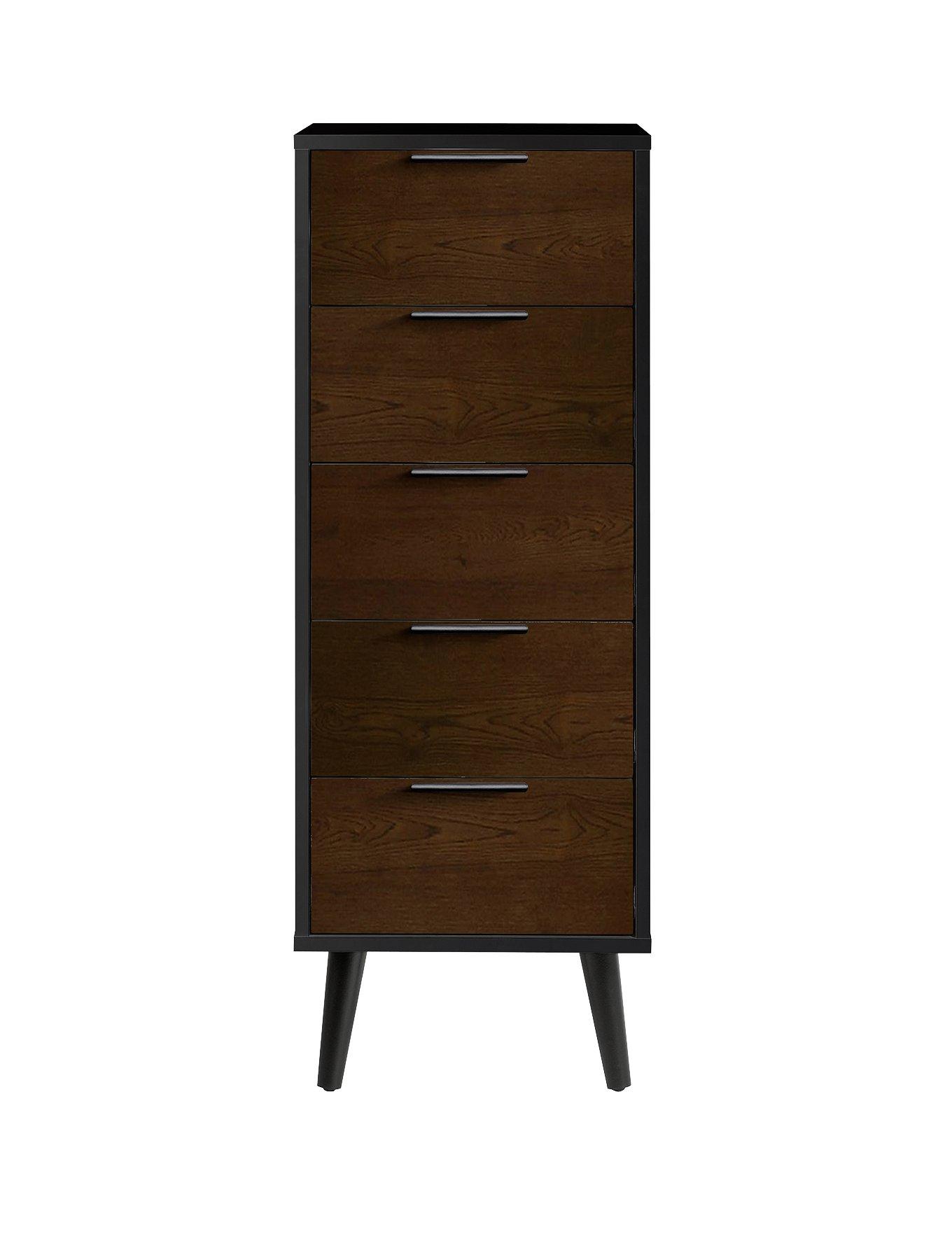 julian-bowen-alba-5-drawer-narrow-chest-blackwalnut