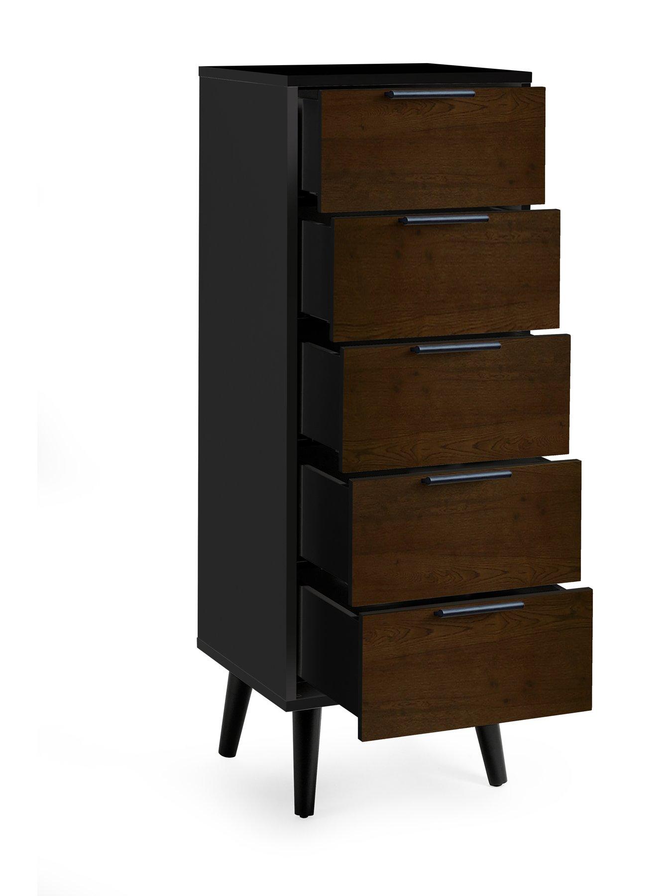 julian-bowen-alba-5-drawer-narrow-chest-blackwalnutoutfit