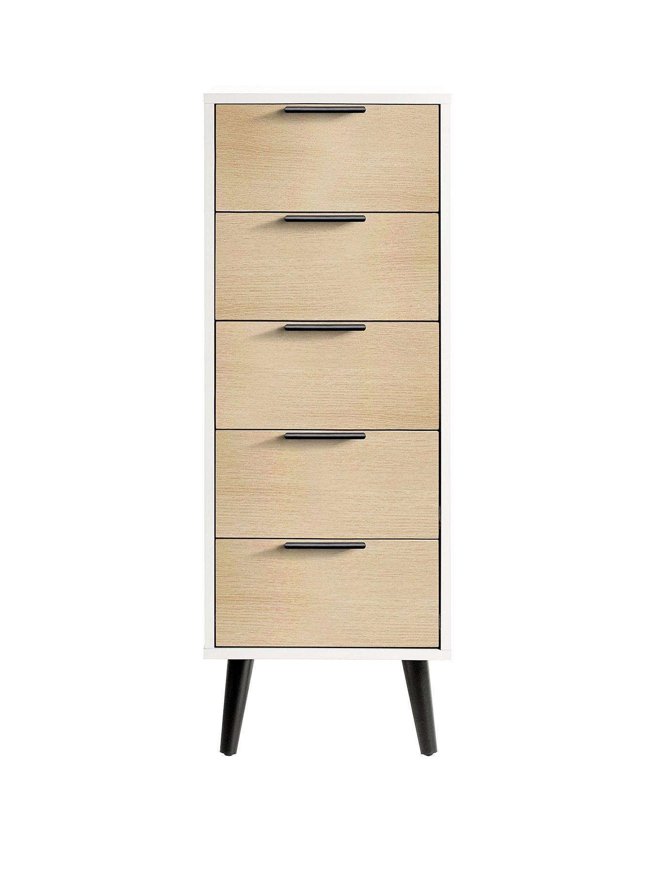 julian-bowen-alba-5-drawer-narrow-chest-whiteoak