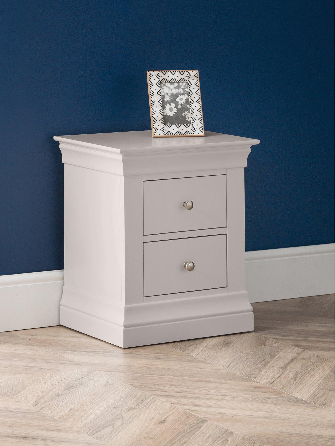 Julian Bowen Clermont 2 Drawer Bedside Chest Light Grey