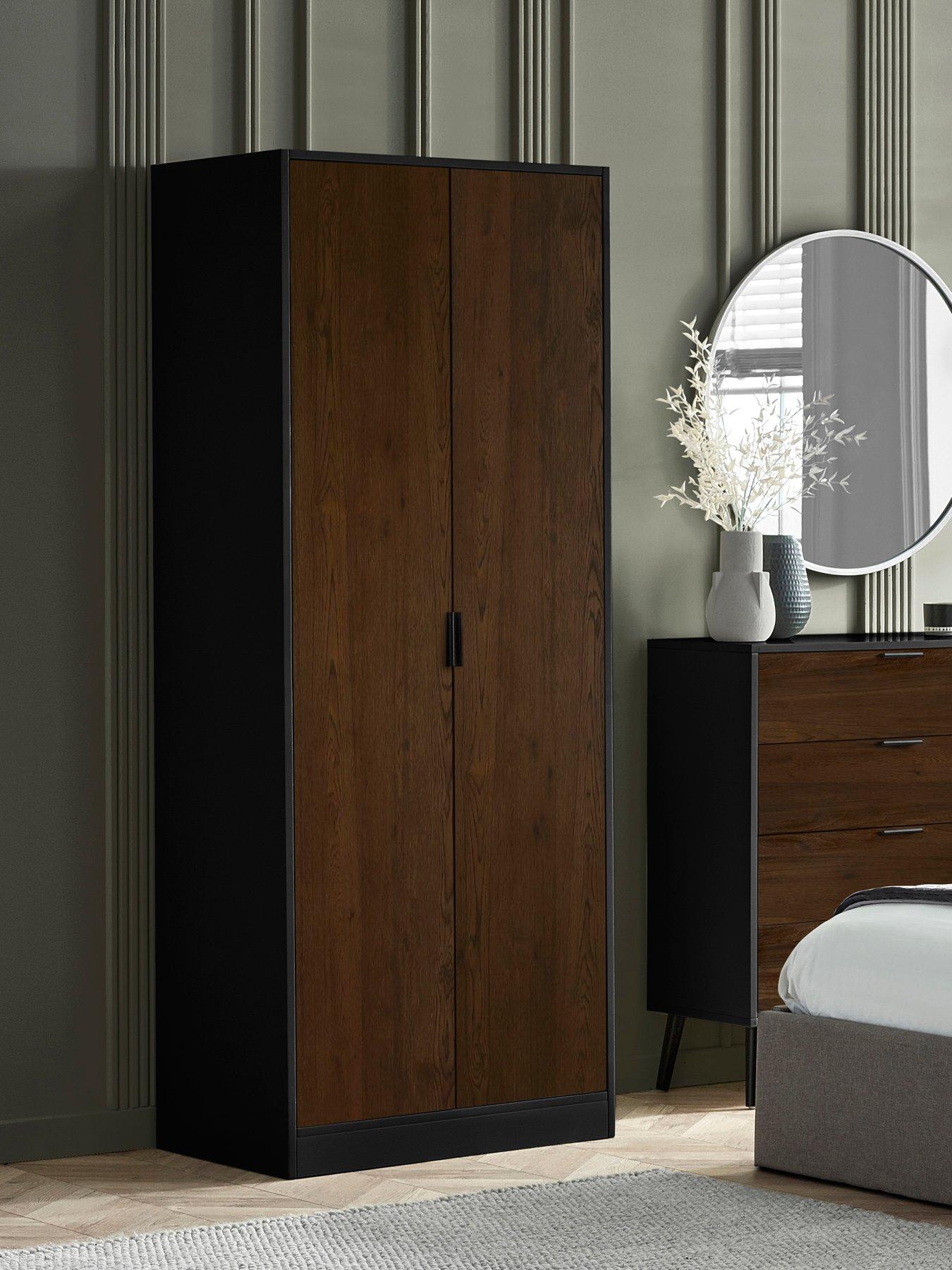 julian-bowen-alba-2-door-wardrobe-walnutblackfront