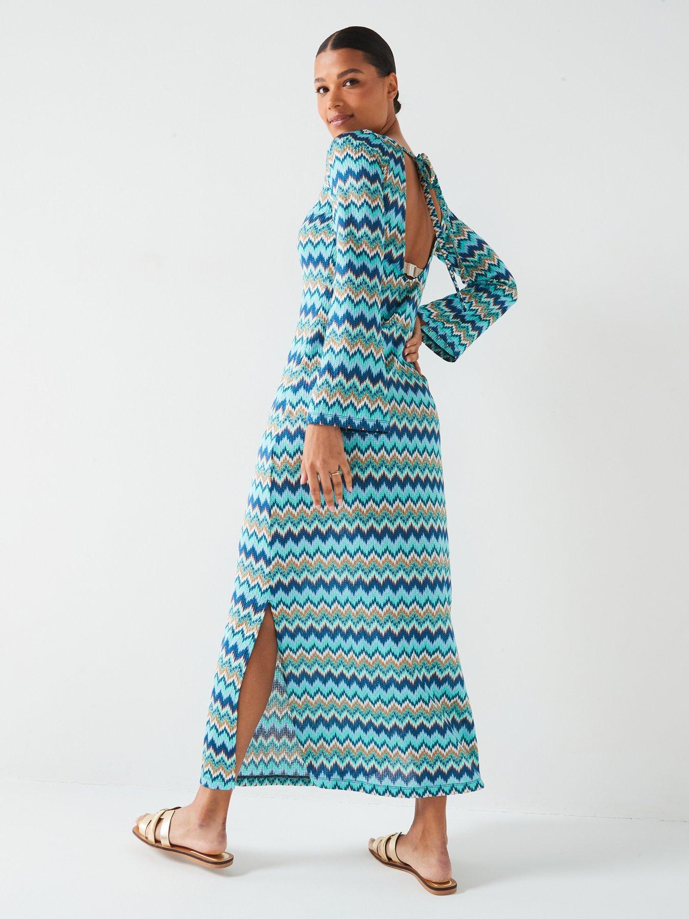 v-by-very-crochet-long-sleeve-split-maxi-dress-bluemultistillFront