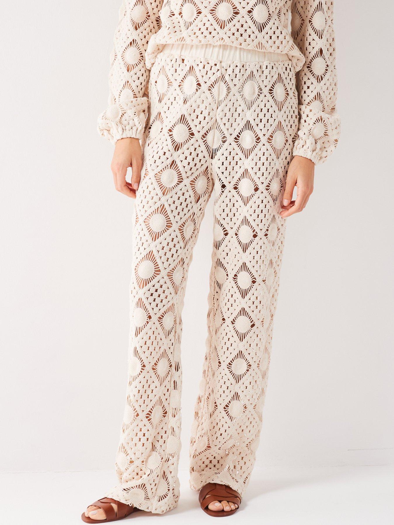 v-by-very-open-crochet-trouser-co-ord-creamfront