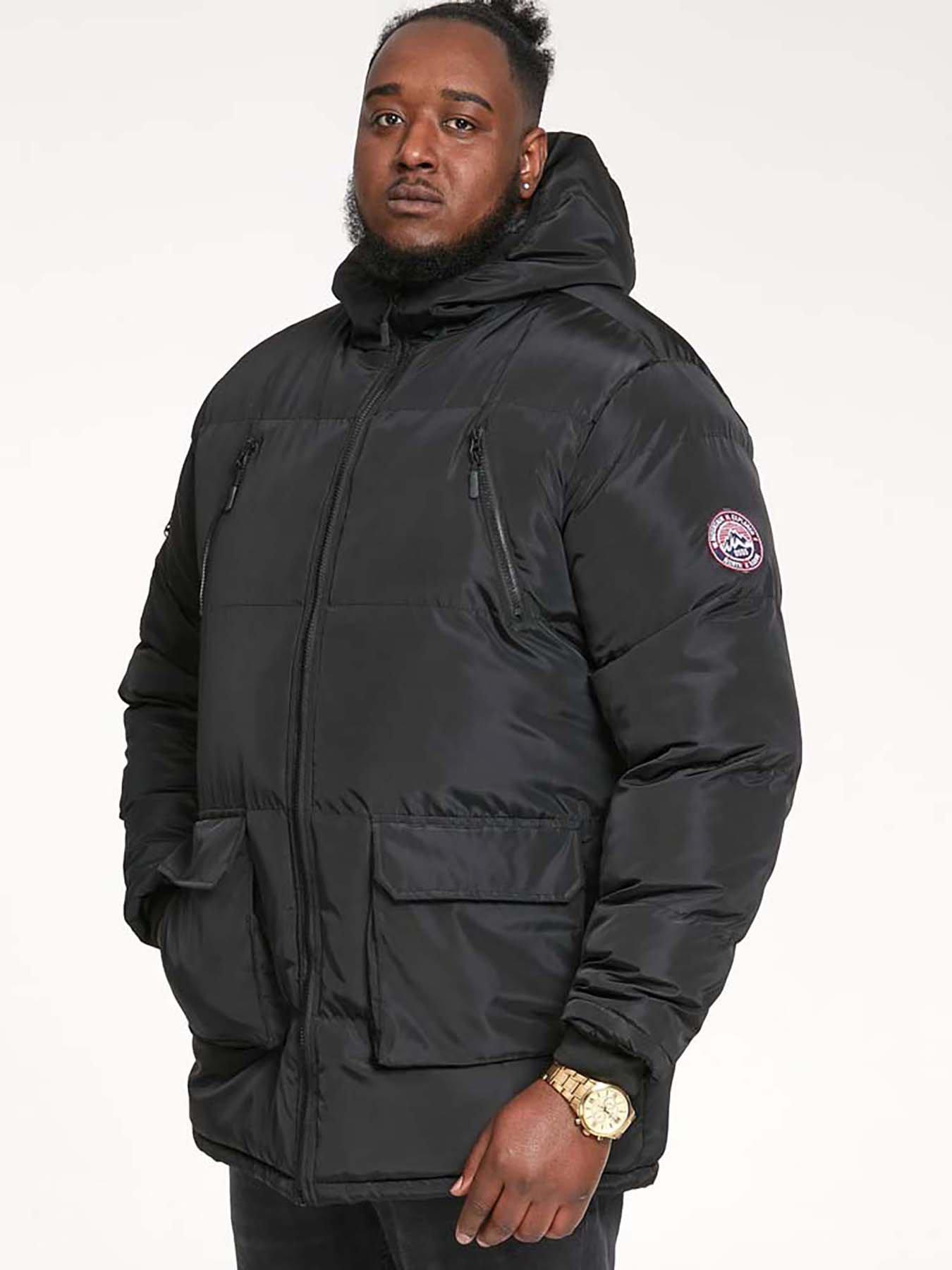 D555 D555 Quilted Zip Hood Parka - Black