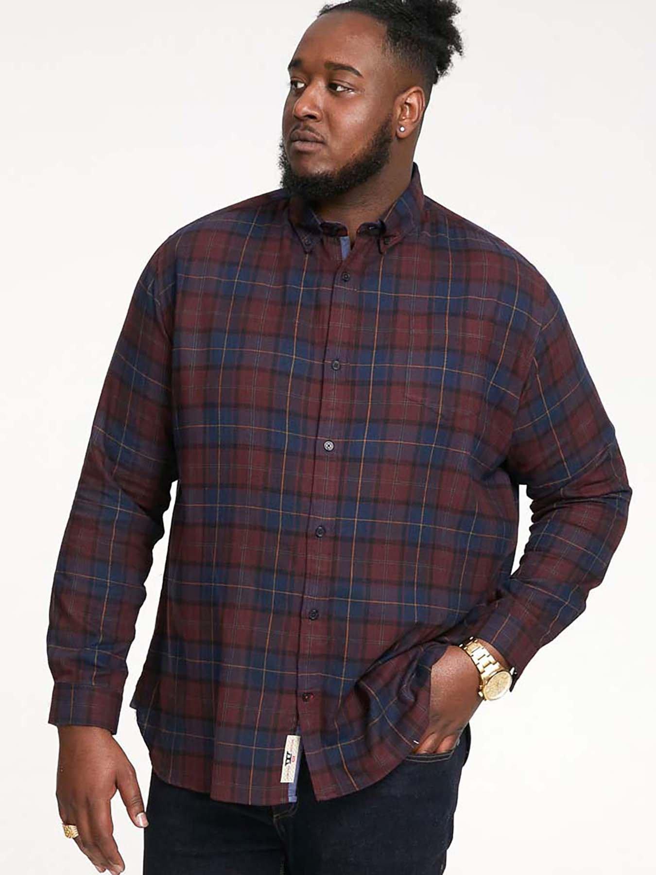 Image 1 of 5 of D555 Flannel Check Shirt With Button Down Collar - Red