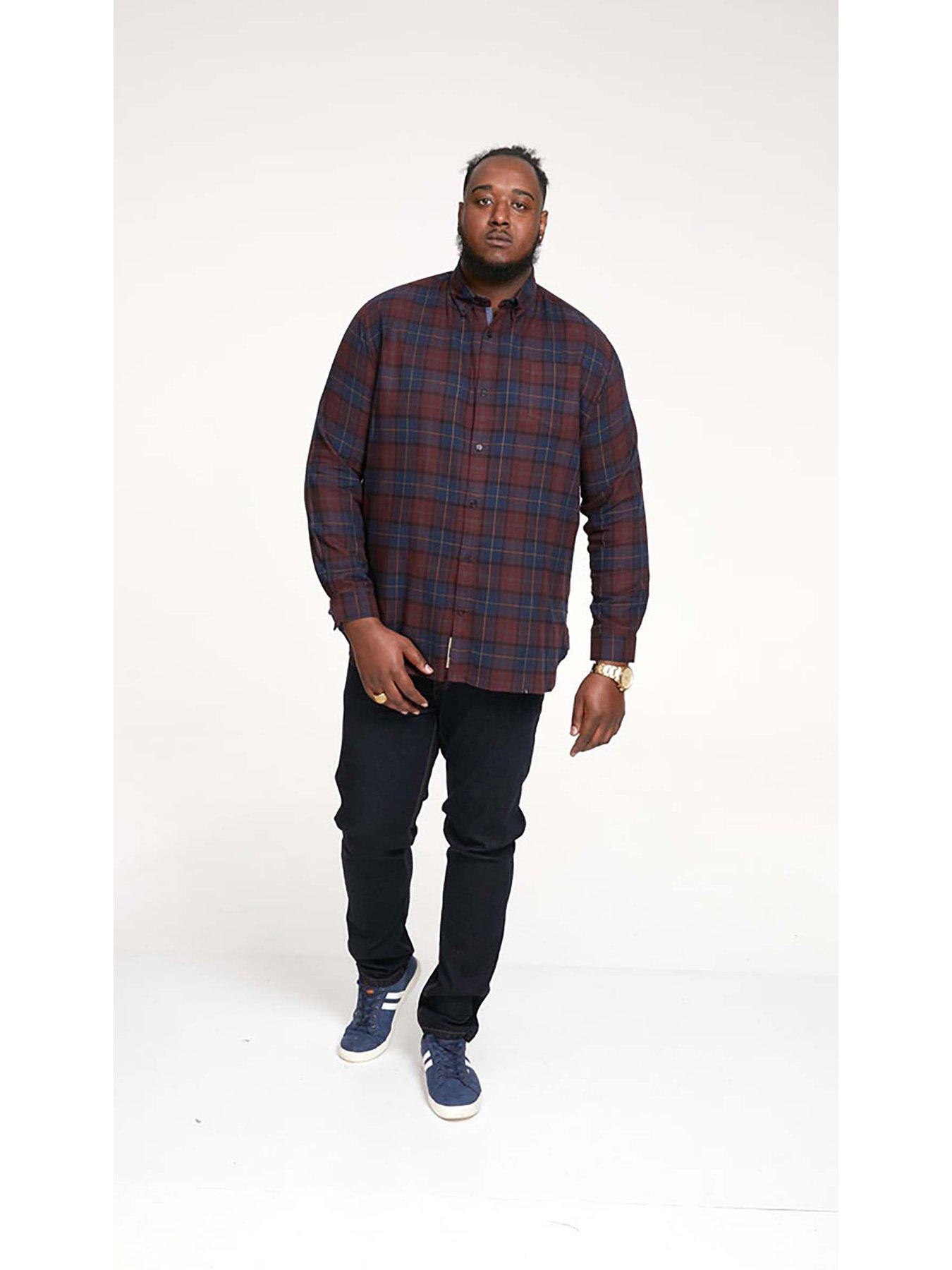 Image 3 of 5 of D555 Flannel Check Shirt With Button Down Collar - Red
