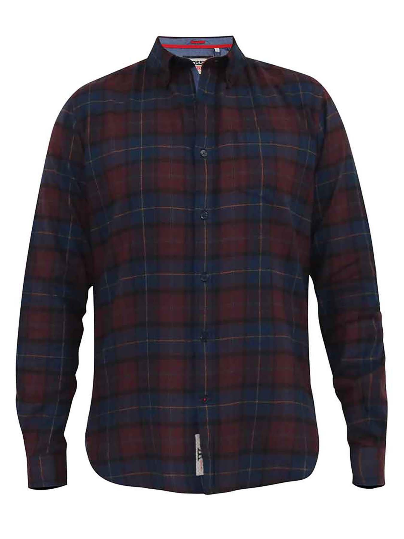 Image 4 of 5 of D555 Flannel Check Shirt With Button Down Collar - Red