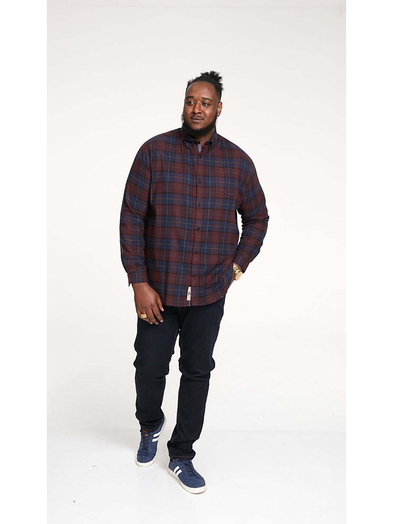 Image 5 of 5 of D555 Flannel Check Shirt With Button Down Collar - Red