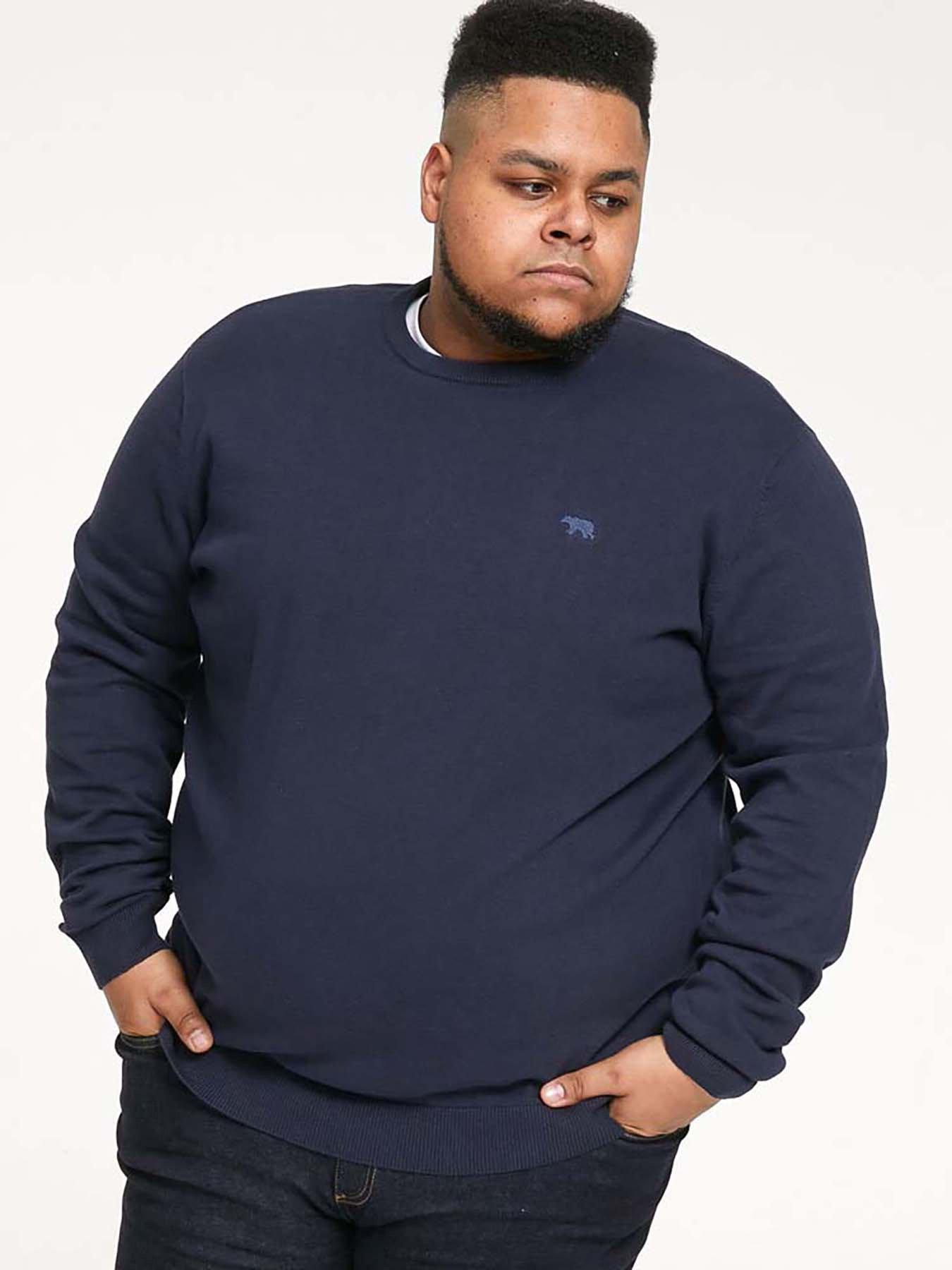 D555 D555 Basic Navy Crew Neck Sweater