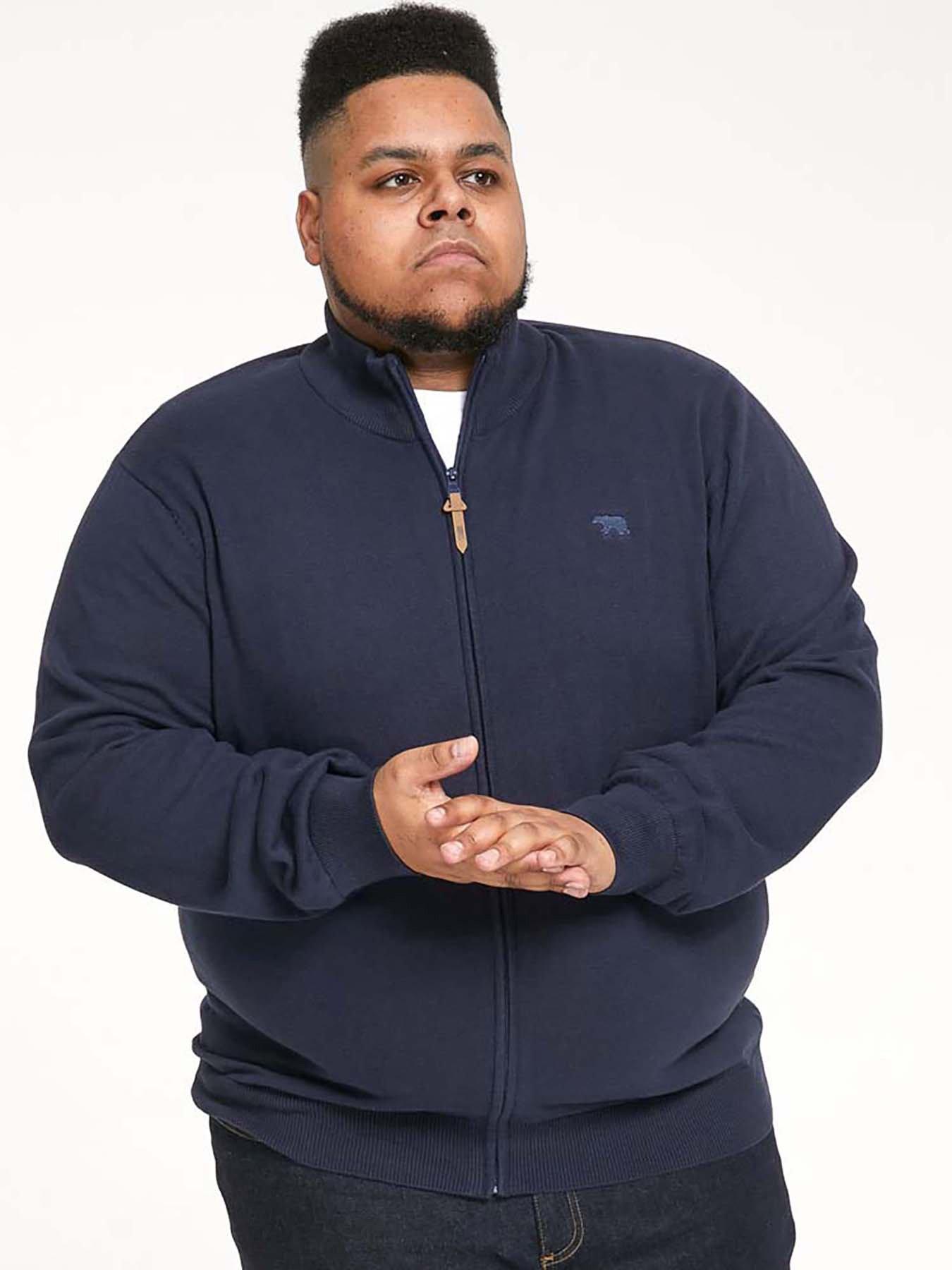 D555 Zip Through Knitted Sweater - Navy