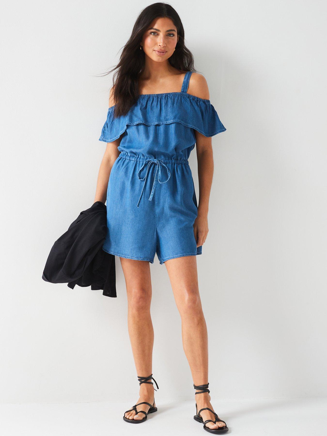 v-by-very-supersoft-denim-bardot-ruffle-playsuitback