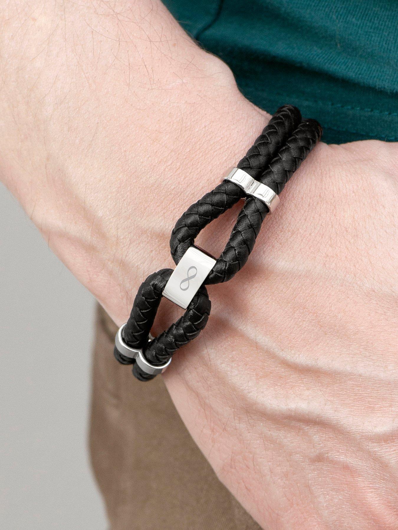 treat-republic-personalised-mens-dual-infinity-leather-bracelet-silverstillFront