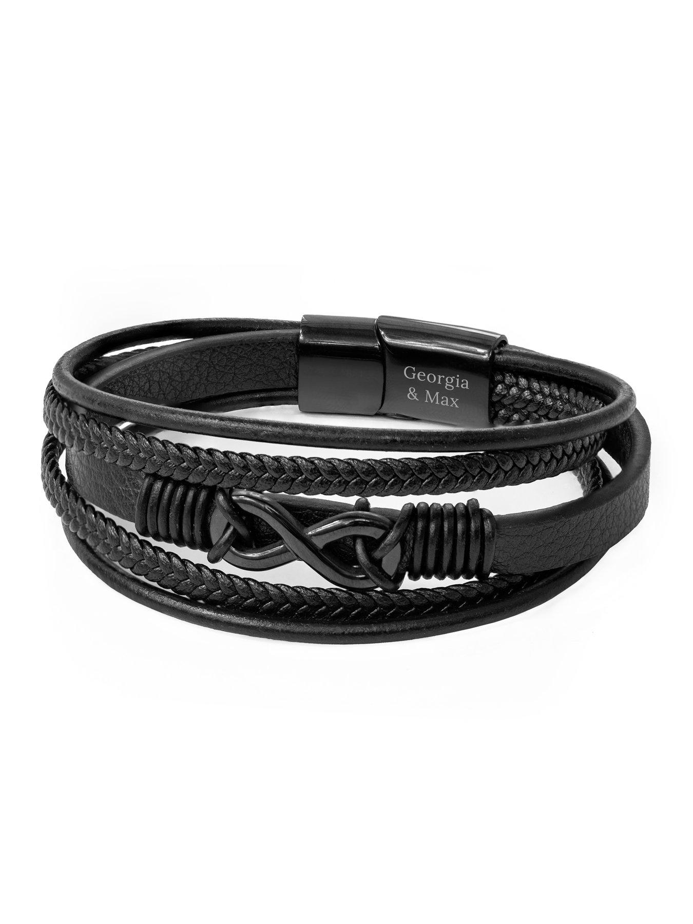 treat-republic-personalised-mens-infinity-black-leather-stacked-braceletdetail