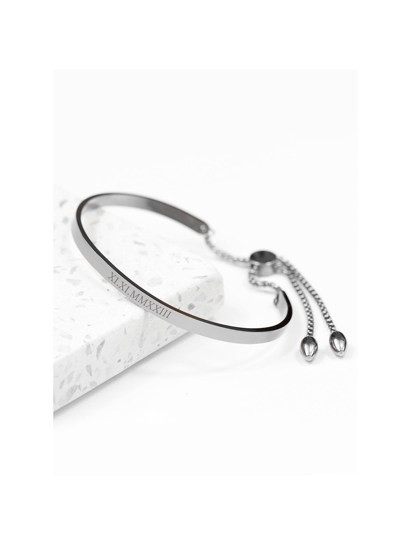 Image 1 of 5 of Treat Republic Personalised Silver Affirmation Bangle Bracelet