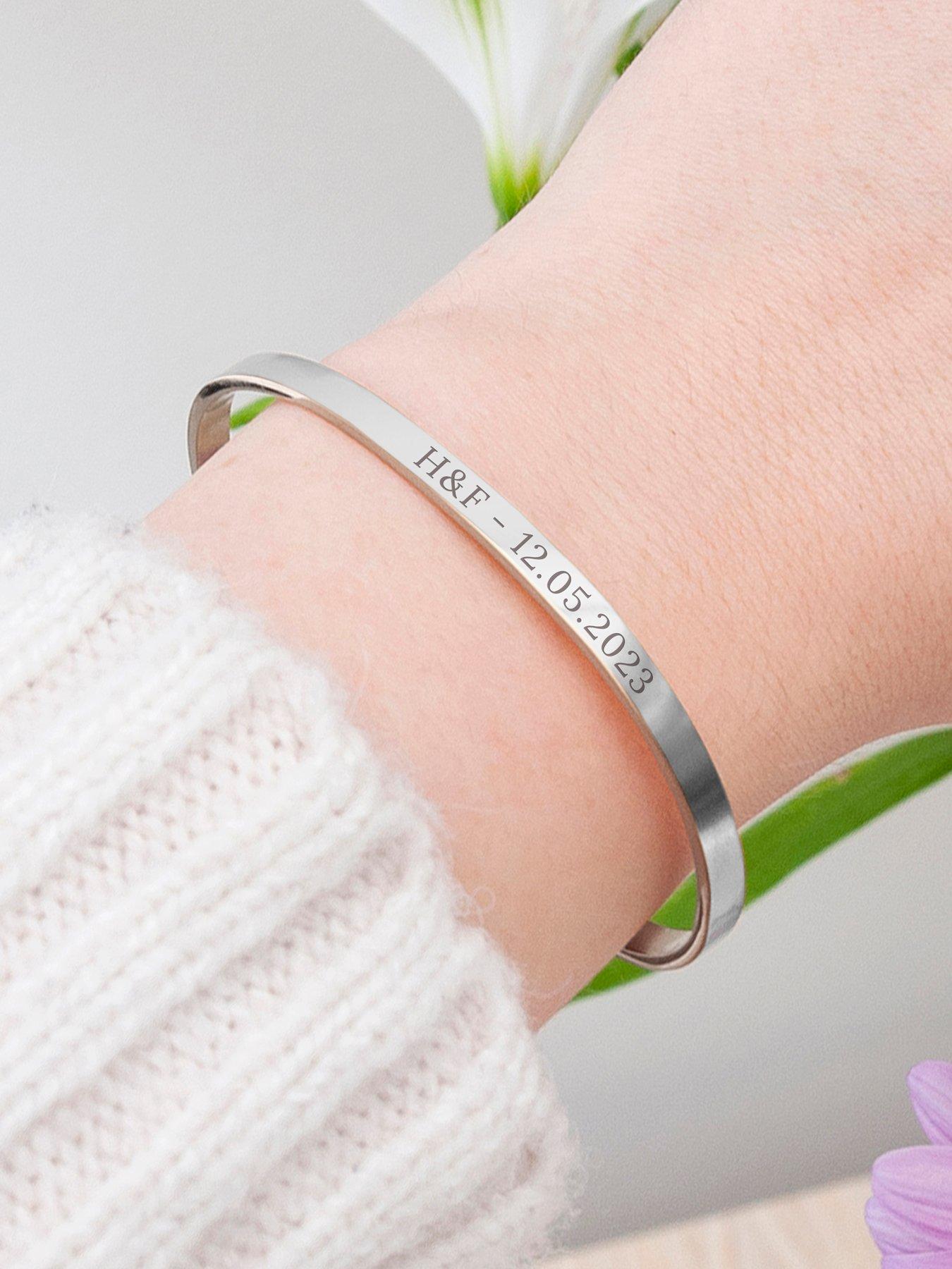 Image 2 of 5 of Treat Republic Personalised Silver Affirmation Bangle Bracelet