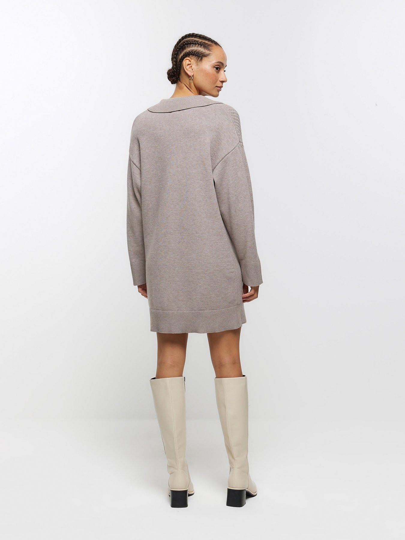 river-island-polo-neck-jumper-dress-light-brownstillFront