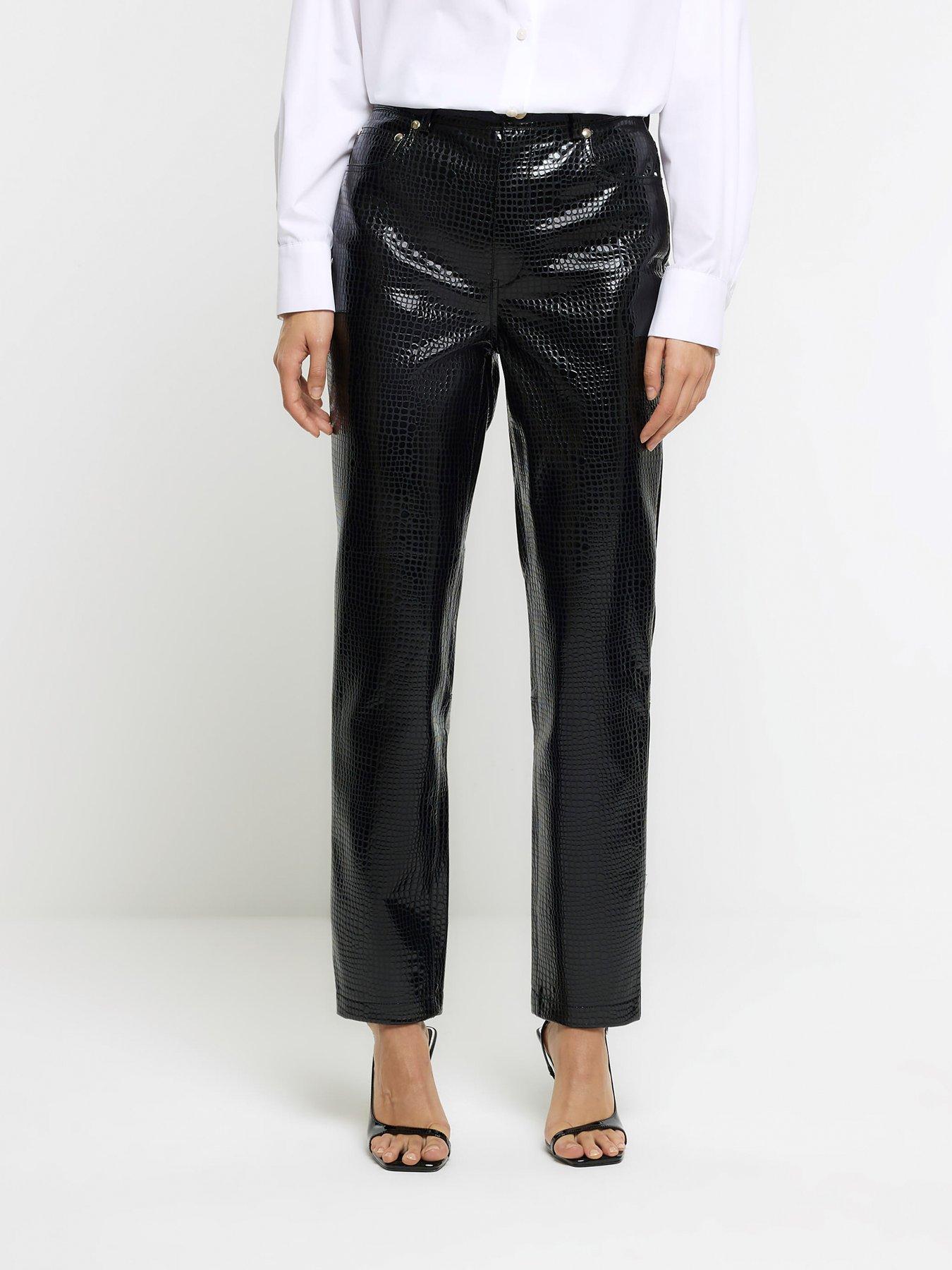 Wide leg faux leather pants - Women, Mango USA